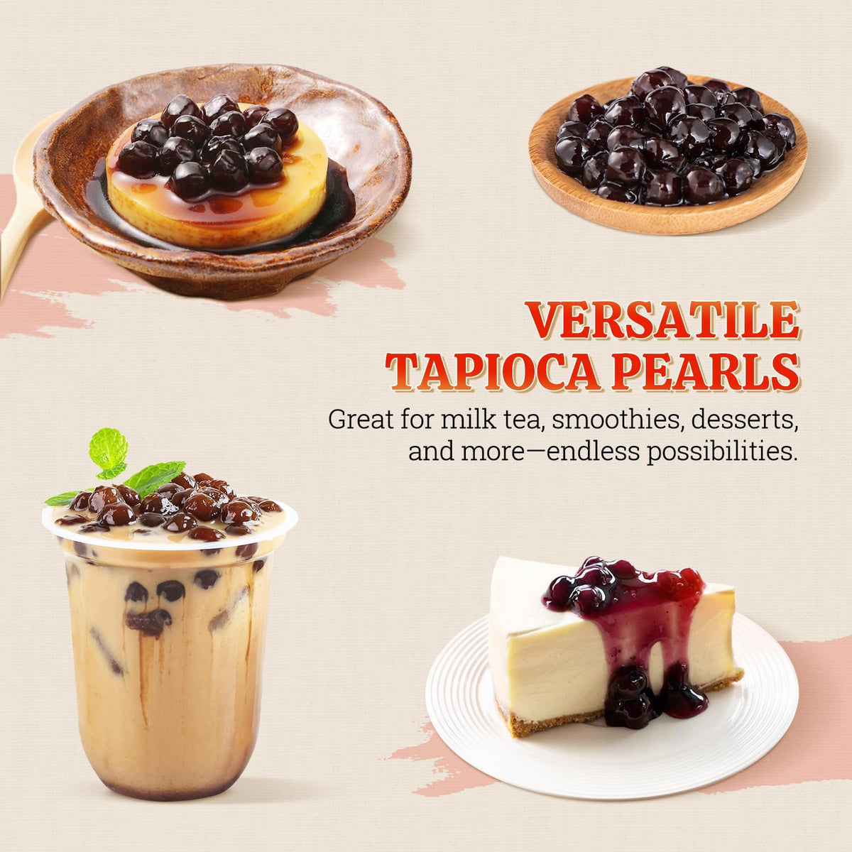 52USA Boba Tapioca Pearls 2.2LB, Fresh Bubble Tea Pearl Quick Cook Black Plearls for Milk Tea, Smoothies, Desserts and Drinks-Ready in 5 Minutes