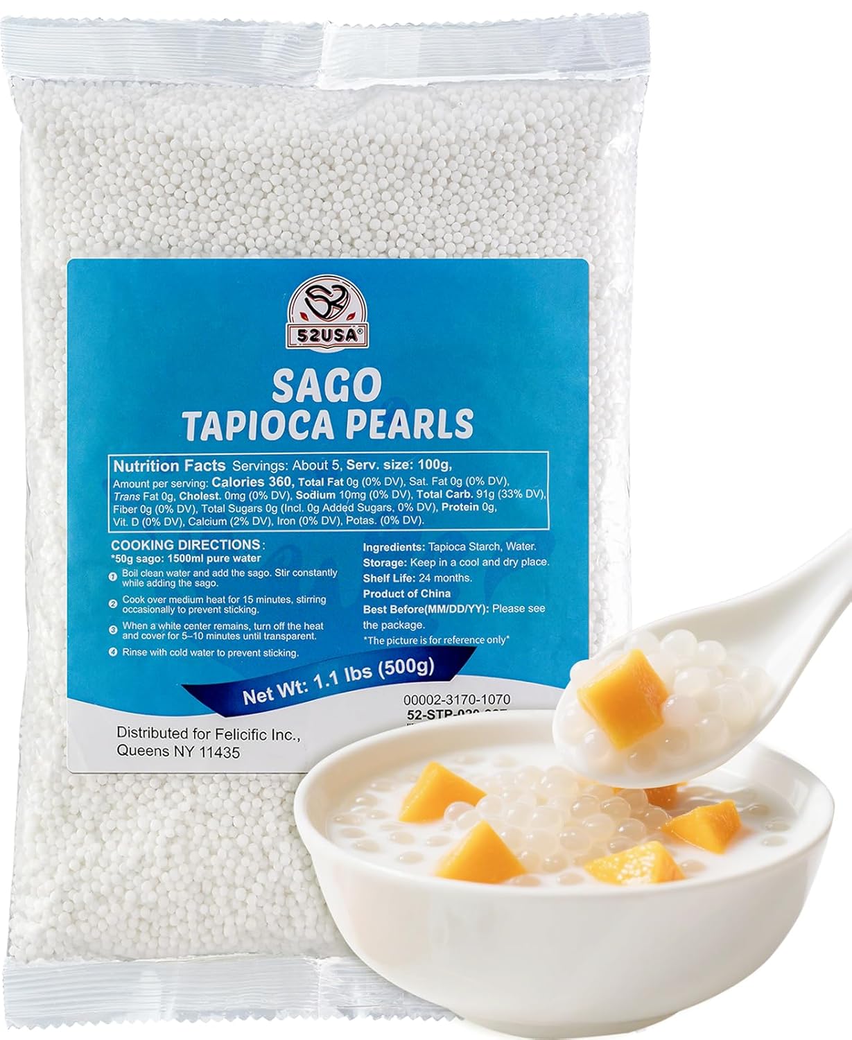 52USA Sago Tapioca Pearls 1.1 lbs (500g)