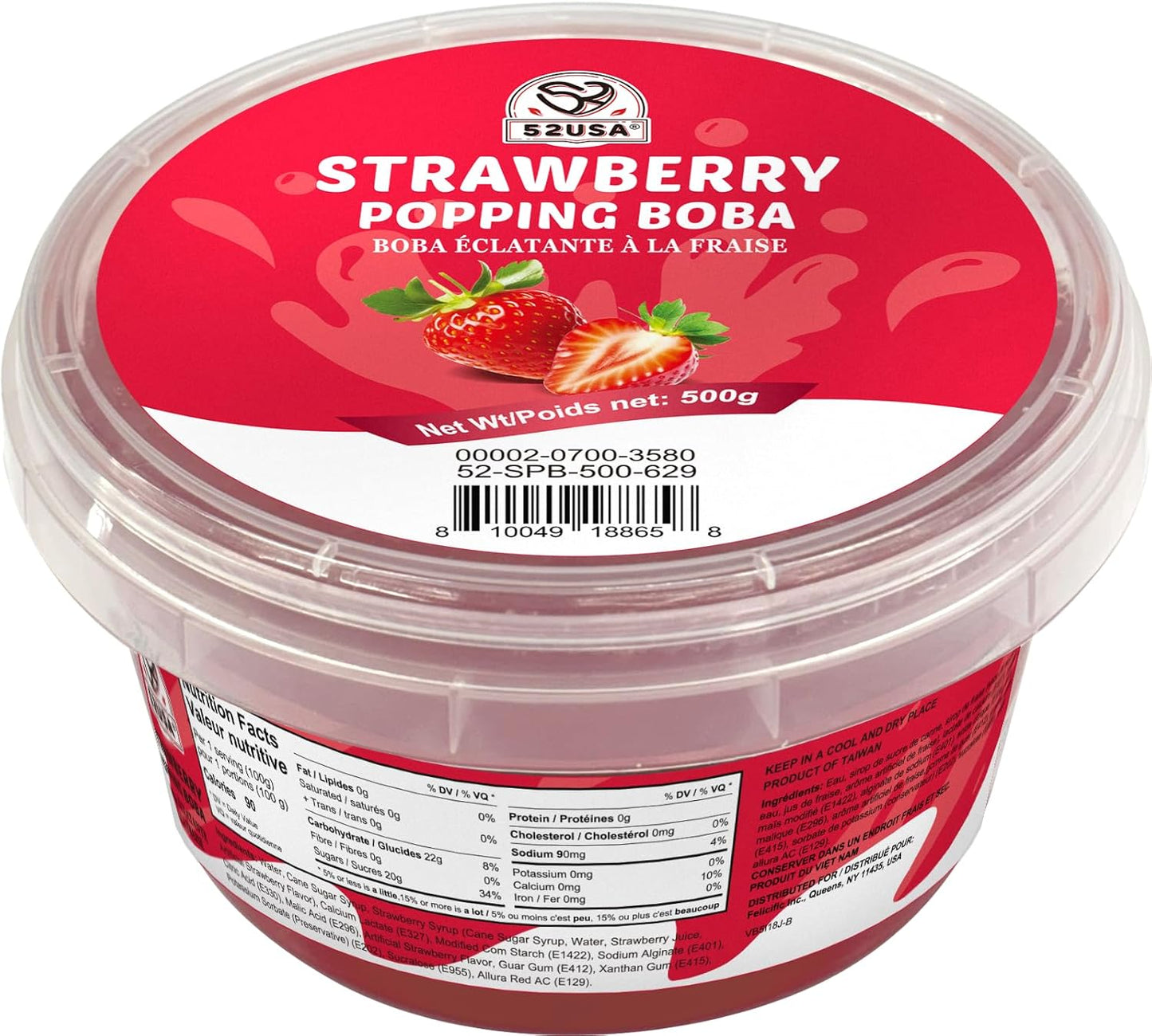 52USA Strawberry Popping Boba 500g + Thai Rice Flour 3lb – DIY Asian Dessert & Bubble Tea Duo
