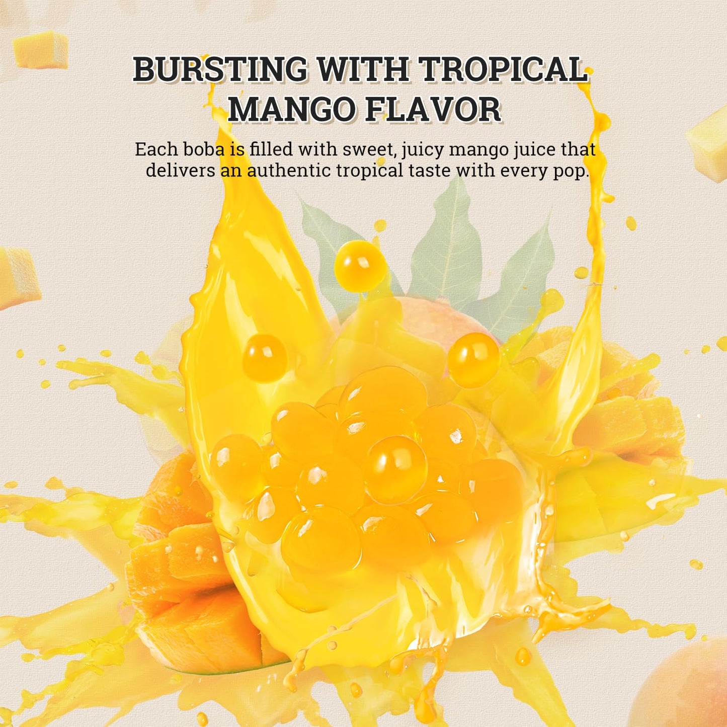 52USA Mango Popping Boba 1.1 Pound (Pack of 2), Bursting Popping Pearls | Suit for Beverages, Sweets, Ice Cream, Shakes, Desserts & Smoothies Topping