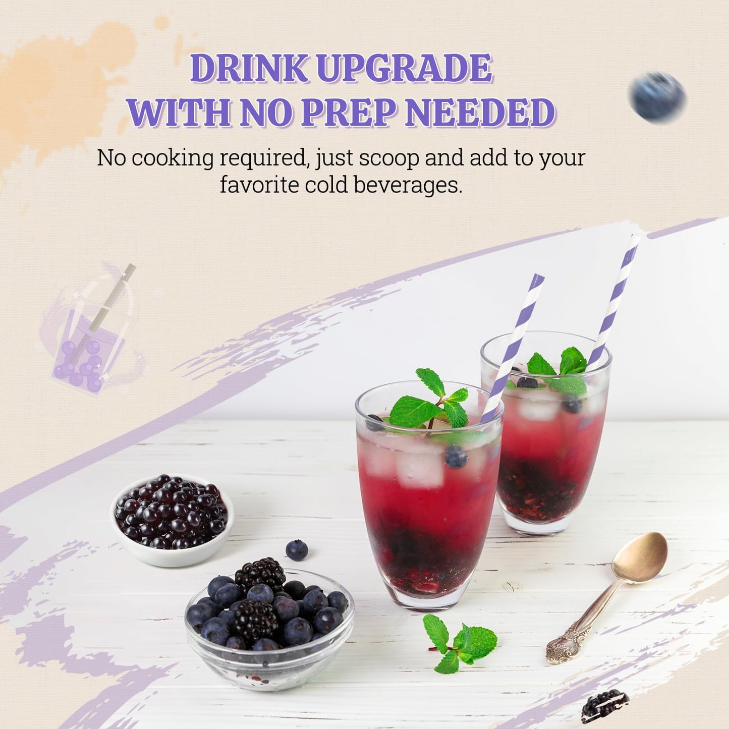 52USA Blueberry Popping Boba 500g (1.1 lb) – Bursting Pearls for Bubble Tea, Desserts, Ice Cream, Smoothies & Drinks