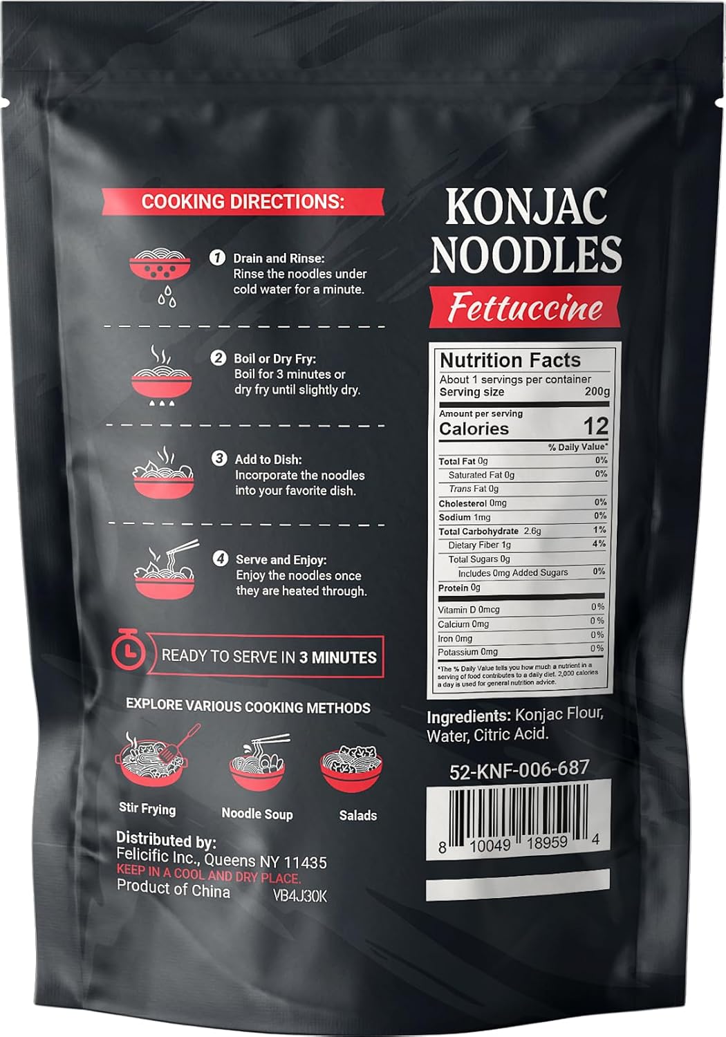 52USA Konjac Shirataki Noodles, Fettuccine, 6-Pack (52.8oz