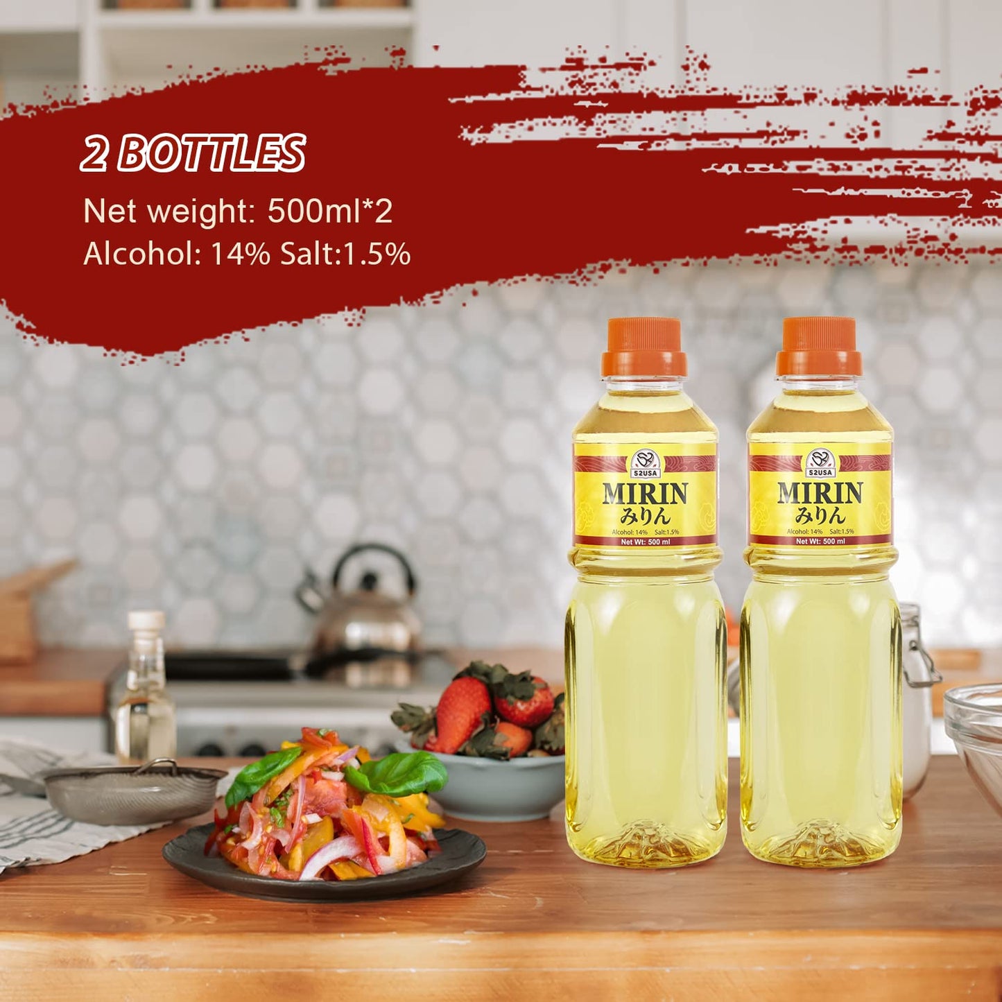 52USA Mirin Cooking Wine 16.9 FL OZ X2, Red Rice Cooking Wine & Seasoning Homemade Sauces, Marinades, Glazes, Salad Dressings, Sushi Rice, Ramen Noodles | Mirin Sauce & Seasoning Homemade Sauces, Marinades, Glazes, Salad Dressings
