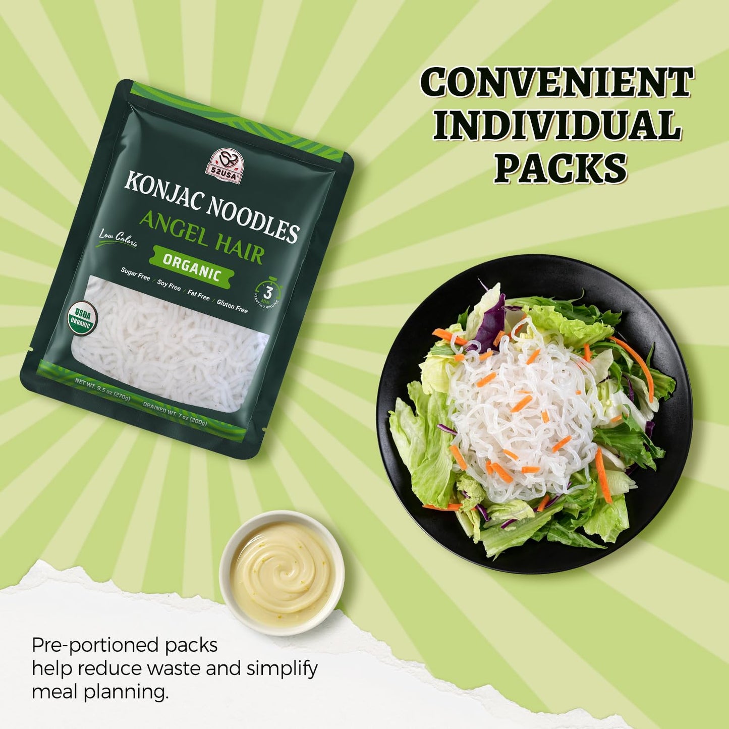52USA USDA Organic Konjac Shirataki Noodle, Low Carb Pasta 52.8 Oz, 6 Pack 3 Variety-Angel Hair, Fettuccine, Spaghetti Noodles, Keto and Paleo Friendly, Low Calorie, Sugar Free, Vegan, Ready to Eat