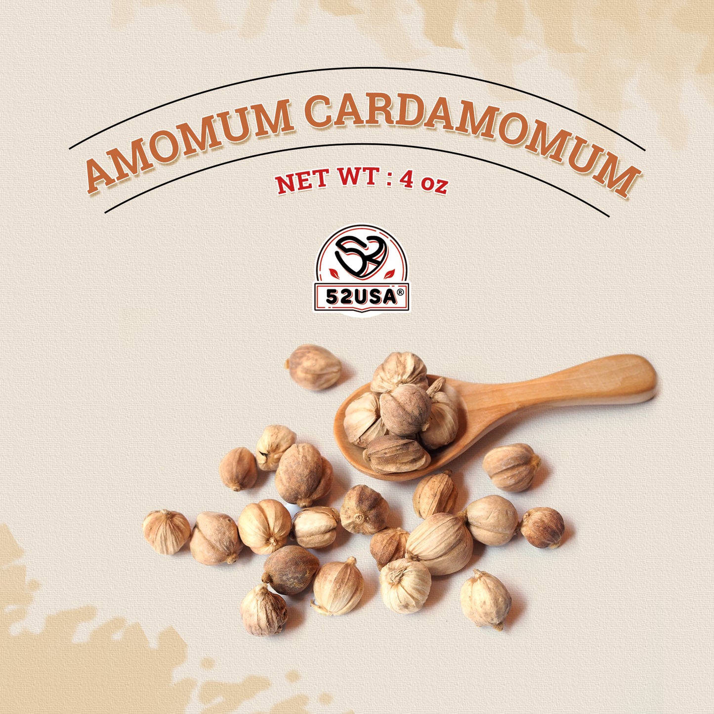 52USA Cardamom Pods, White Cardamom, 4oz–NON GMO Verified, Amomum Cardamomum, Bai Dou Kou, White Cardamom Seeds, Aromatic & Natural, Aromatic Spice for Cooking, Herbal Tea & Traditional Remedies