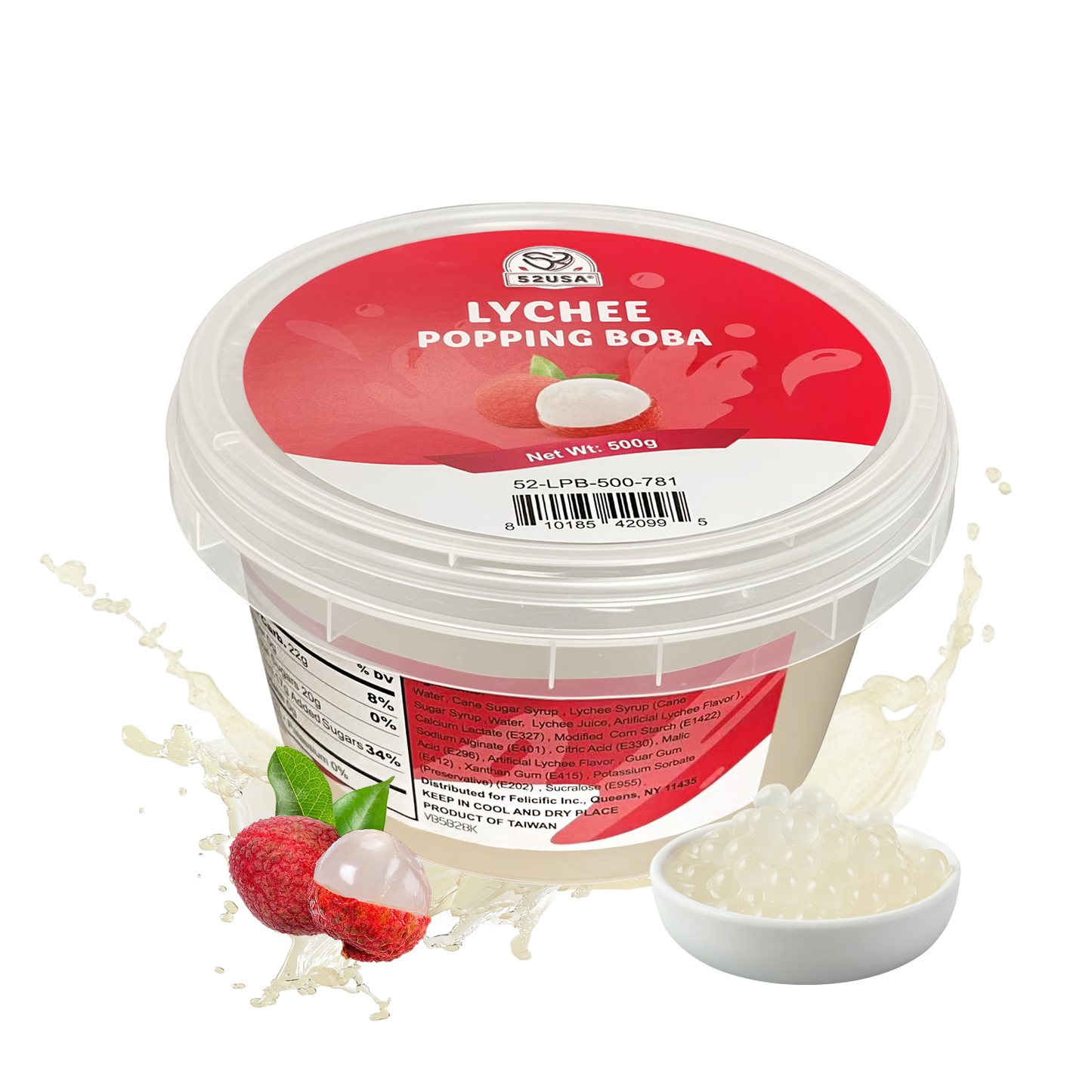 52USA Popping Boba Variety Pack, Bursting Boba Pearls for Bubble Tea, Beverages, Ice Cream (Strawberry 7 LB + Lychee 1.1 LB)