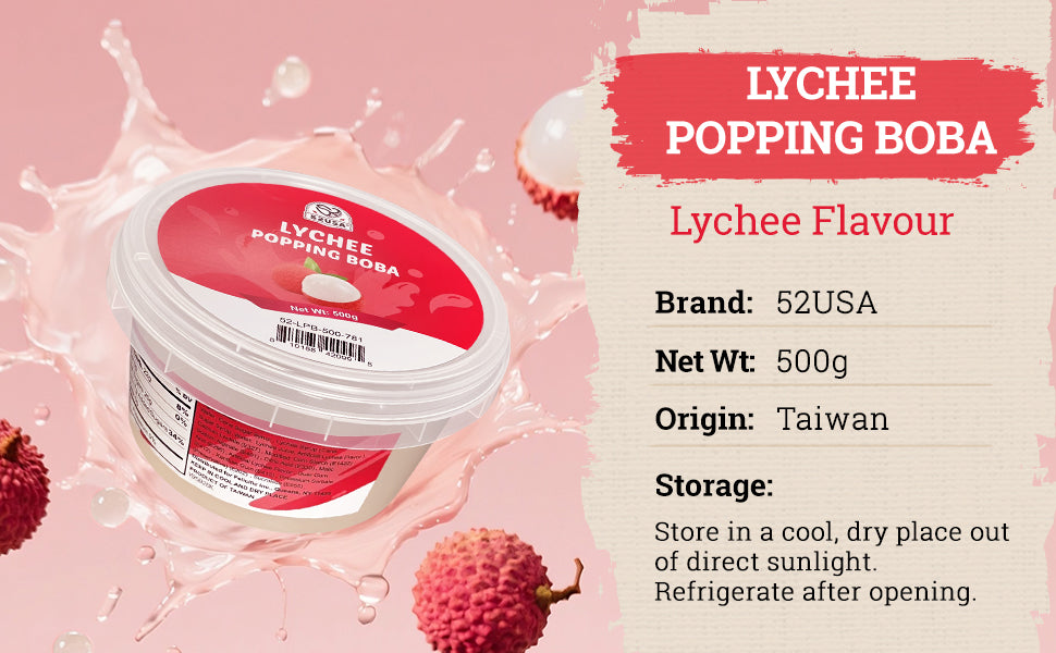 52USA Mango & Lychee Popping Boba Duo: Mango 3.2kg + Lychee 500g – DIY Topping Kit for Bubble Tea & Summer Drinks