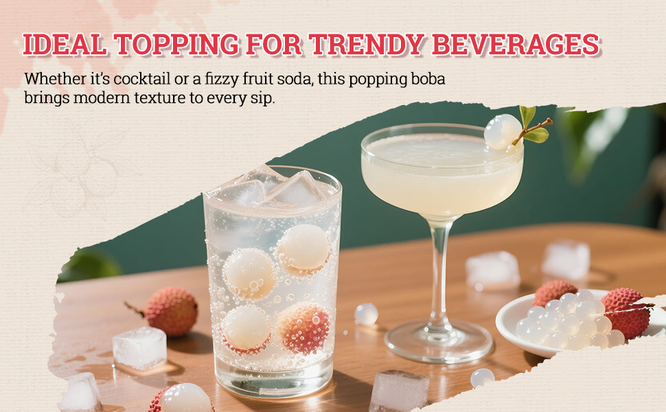 52USA Mango & Lychee Popping Boba Duo: Mango 3.2kg + Lychee 500g – DIY Topping Kit for Bubble Tea & Summer Drinks