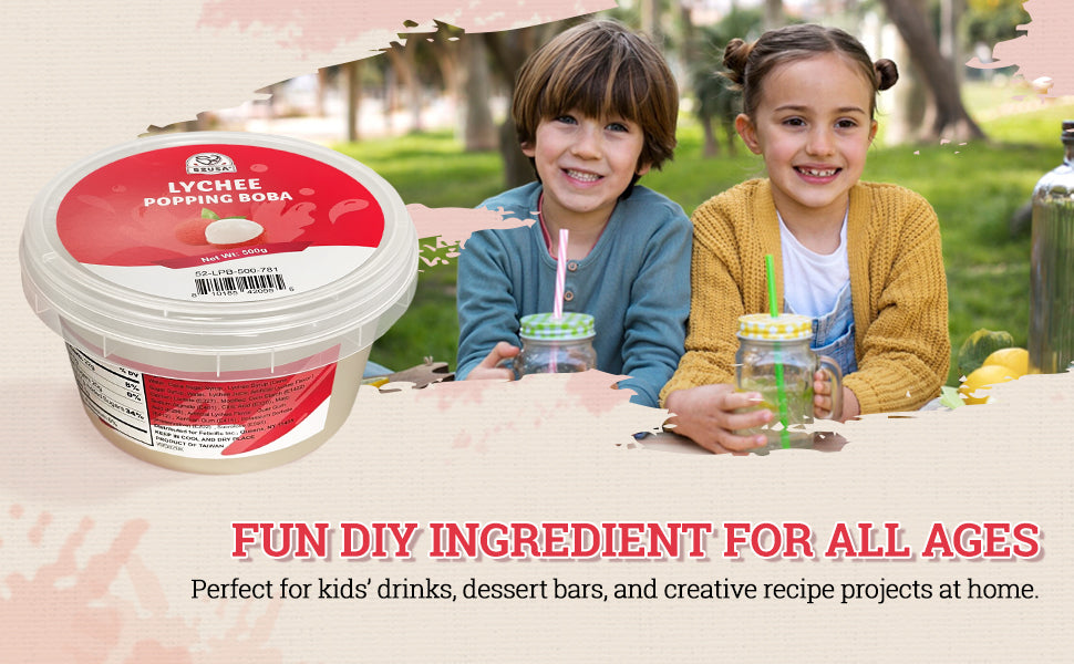 52USA Mango & Lychee Popping Boba Duo: Mango 3.2kg + Lychee 500g – DIY Topping Kit for Bubble Tea & Summer Drinks