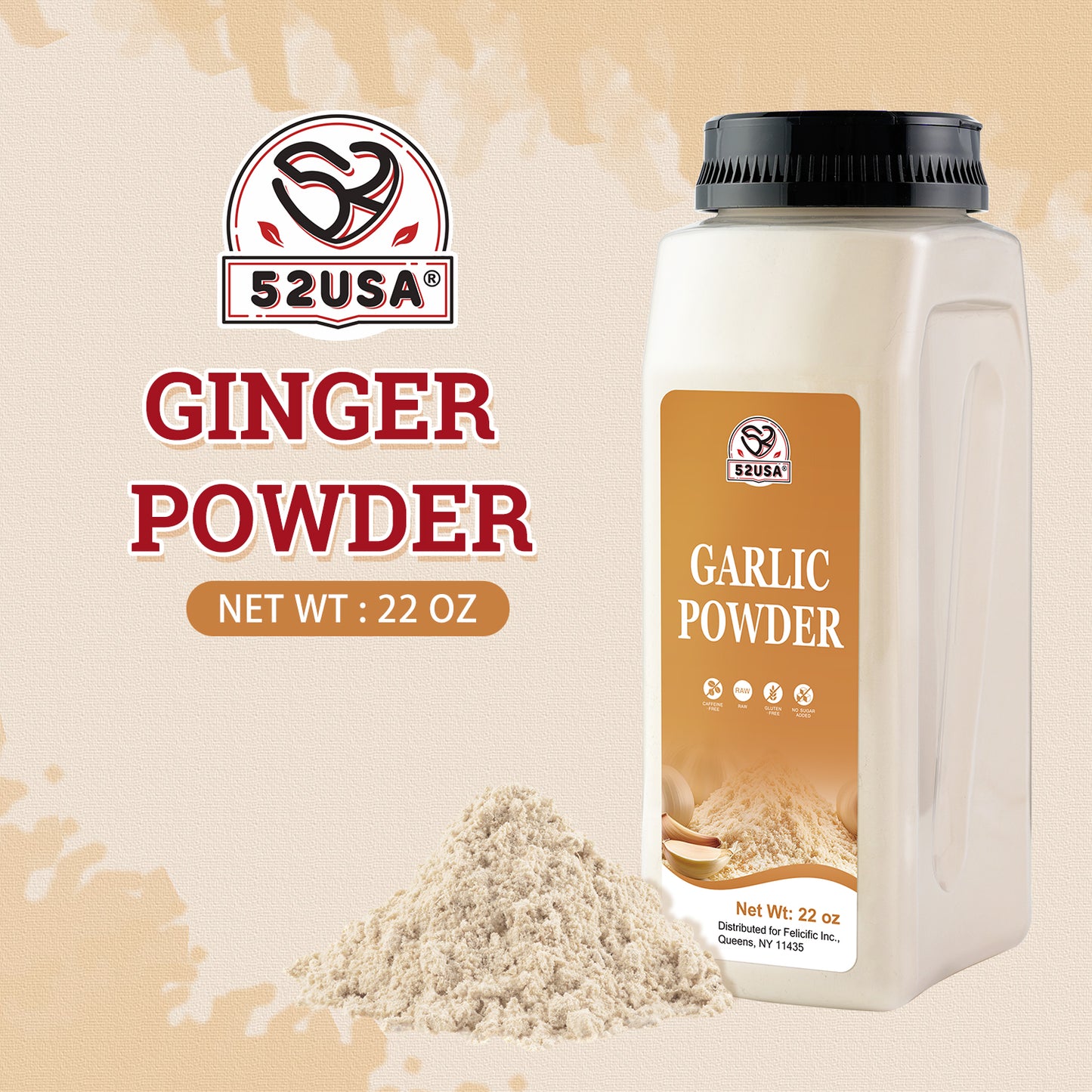 52USA Low Fat Garlic Noodle Bundle: Shirataki Noodles 12-Pack (2 Boxes) + Garlic Powder 22 oz – Healthy, Ready-to-Eat Light Pasta & Seasoning Kit