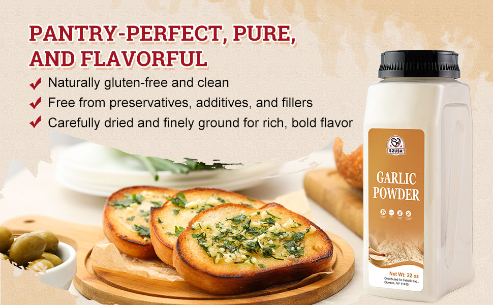 52USA Garlic Powder 22 oz (1.54Lb), Fine Garlic Powder Seasoning for Cooking, Grilled Meats, Salads, Flavor Vegetables and Dressings, Gluten Free