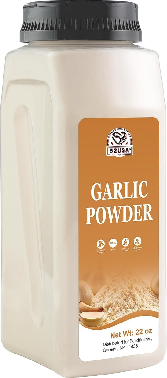 52USA Garlic Powder 22 oz (1.54Lb), Fine Garlic Powder Seasoning for Cooking, Grilled Meats, Salads, Flavor Vegetables and Dressings, Gluten Free