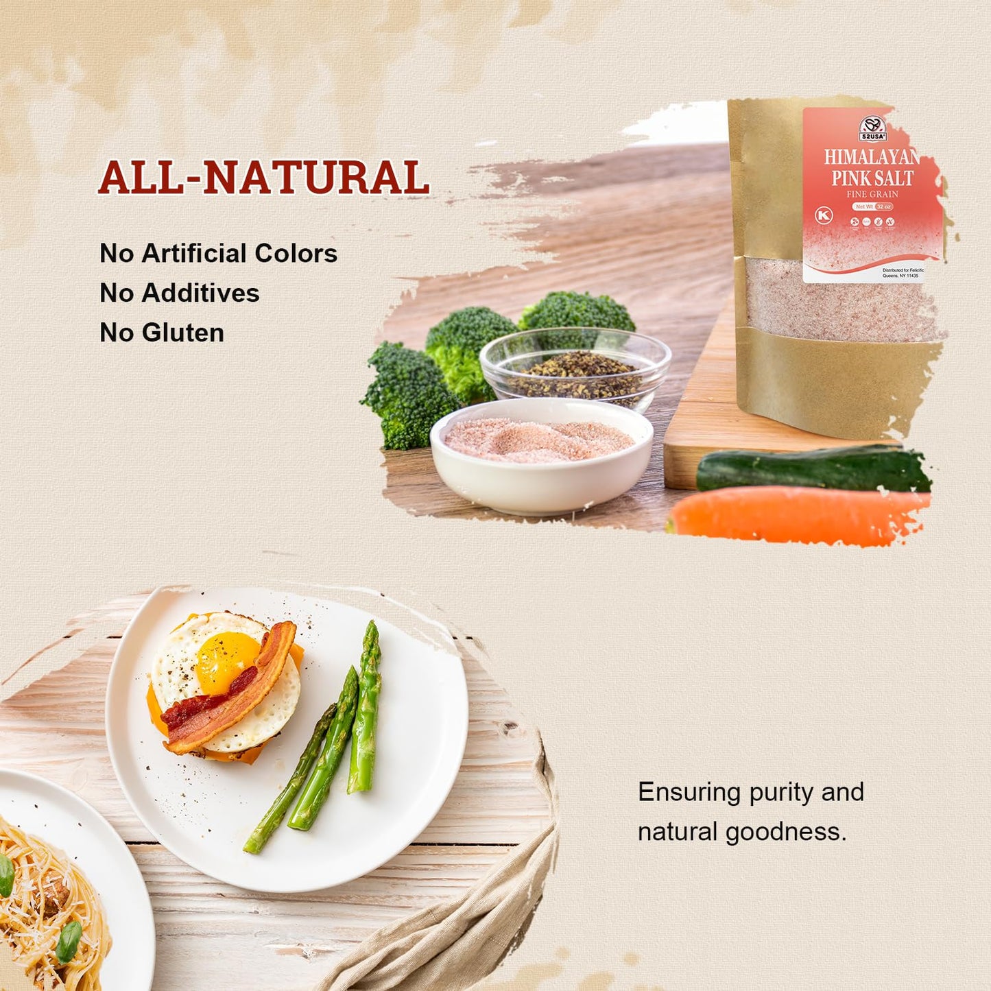 52USA Himalayan Pink Salt Fine, Fine Salt 2 lb, Pink Himalayan Sea Salt, Sea Salt, No Artificial Colors, No Additives, No Gluten, Rock Salt for Grinder Refill, Kosher Salt