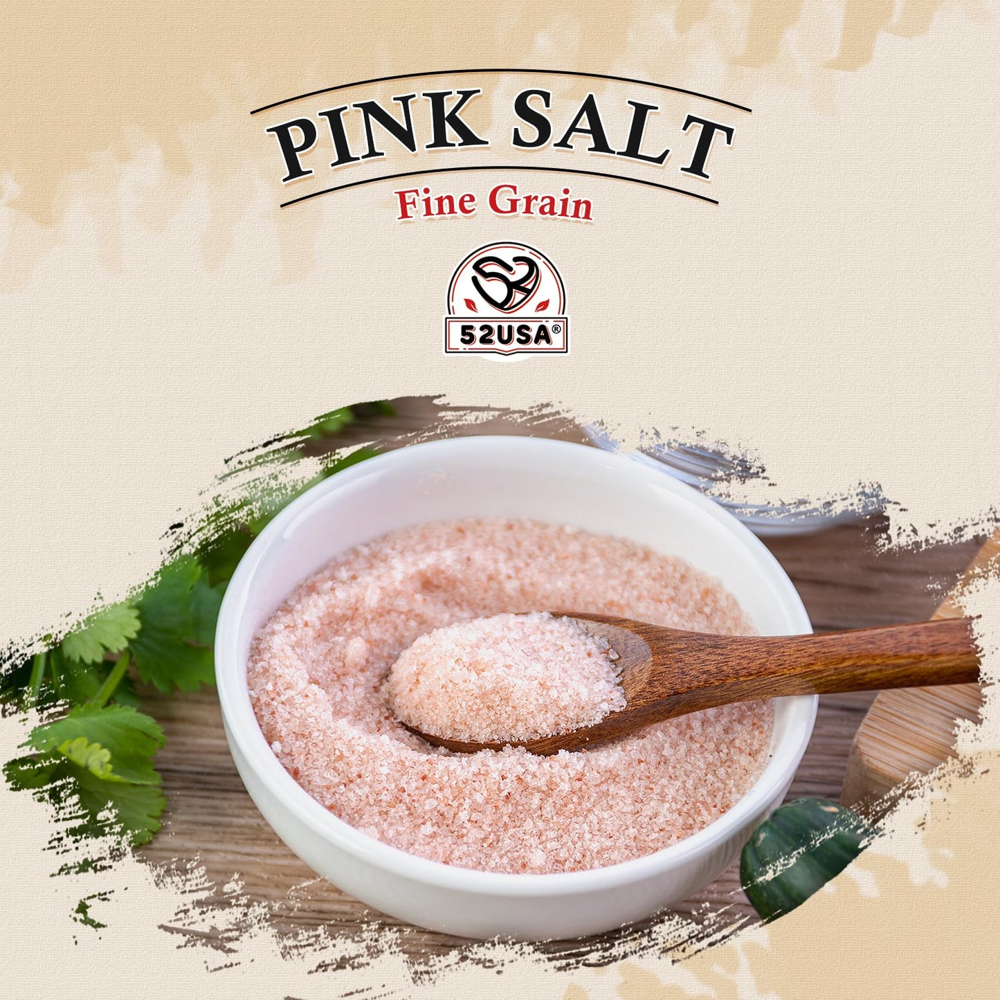 52USA Himalayan Pink Salt Fine, Fine Salt 2 lb, Pink Himalayan Sea Salt, Sea Salt, No Artificial Colors, No Additives, No Gluten, Rock Salt for Grinder Refill, Kosher Salt