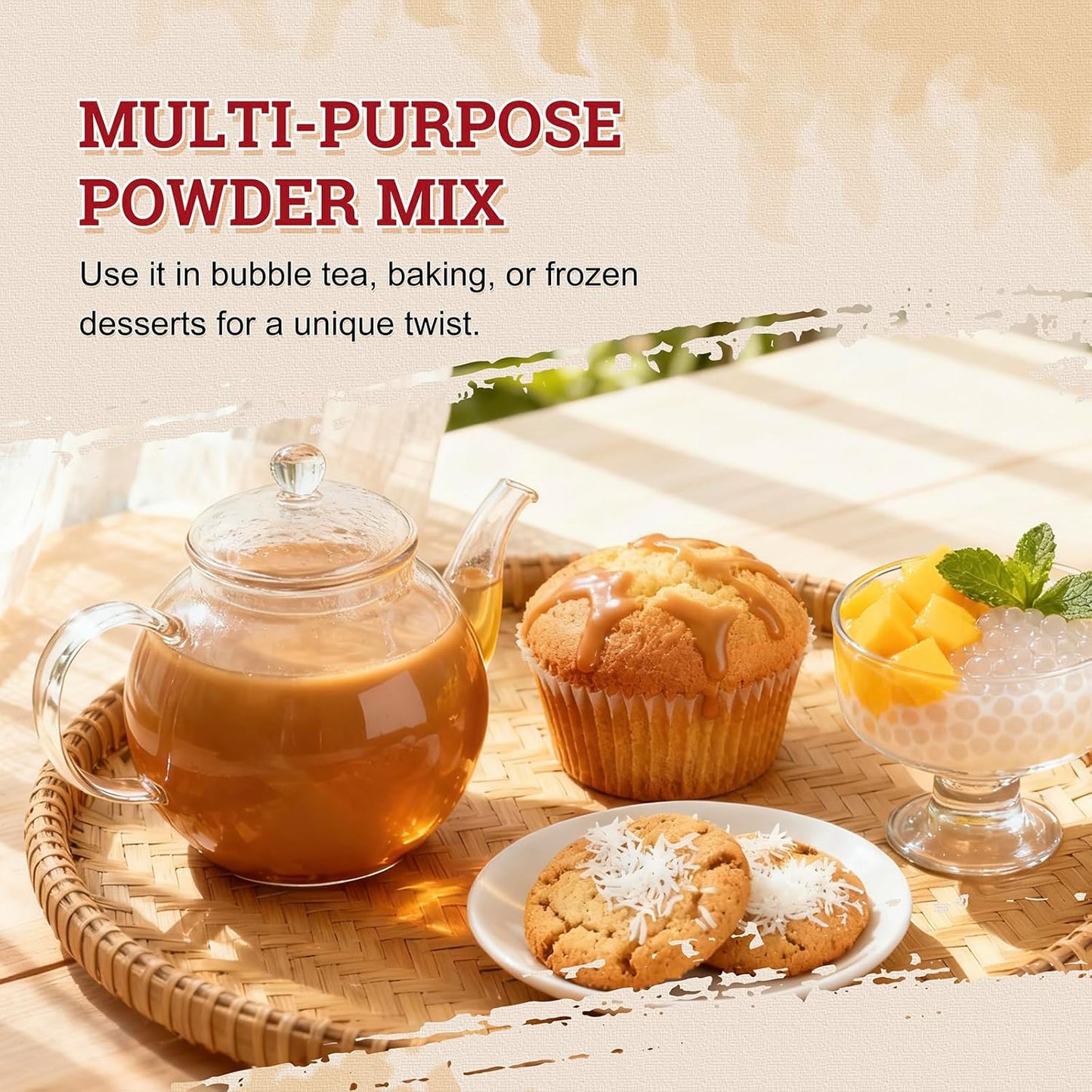 52USA Thai Tea Flavored Powdered Drink Mix, Thai Tee Mix 2.2 lbs, Instant Milk Tea Mix with Creamer & Sugar, Easy to Prepare for Boba, Desserts & More