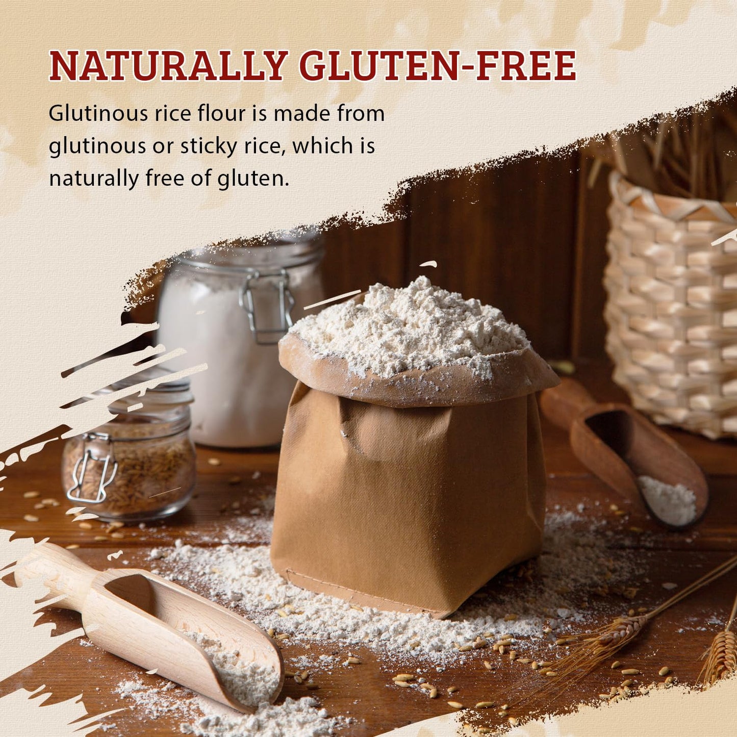 52USA Glutinous Rice Flour 48 Ounce (Basic), 1 Pound (Pack of 3), Rice Flour for Baking or Cooking, Product of THAILAND, All Natural White Rice Flour, Vegan | All Natural, Vegan, White Rice Flour for Baking or Cooking