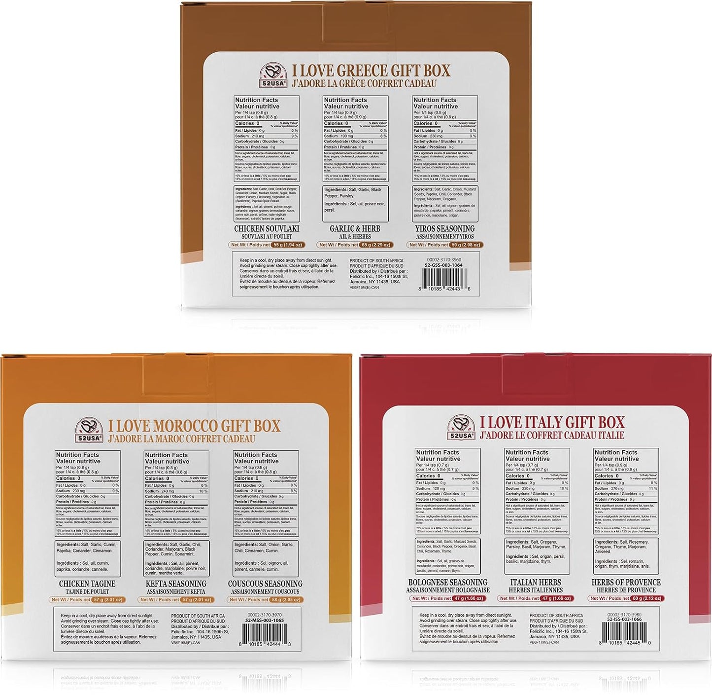 52USA Spice Grinder Seasoning Set of 9, Medfusion Seasoning Set, Assorted Regional Seasoning Blends, All Purpose 9-in-1 Blend for Cooking, Grilling, Marinating & Daily Kitchen Use