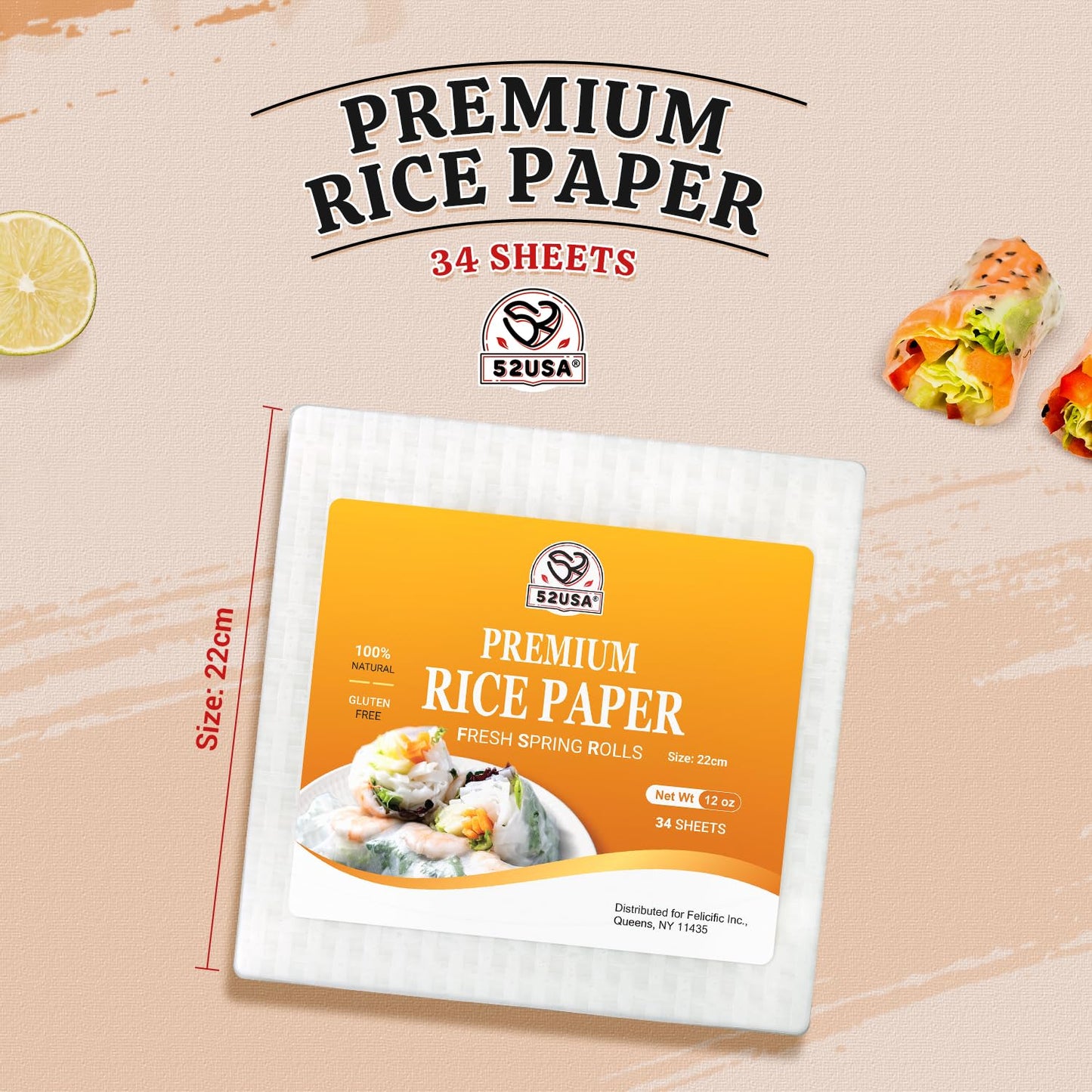 52USA Square Rice Paper