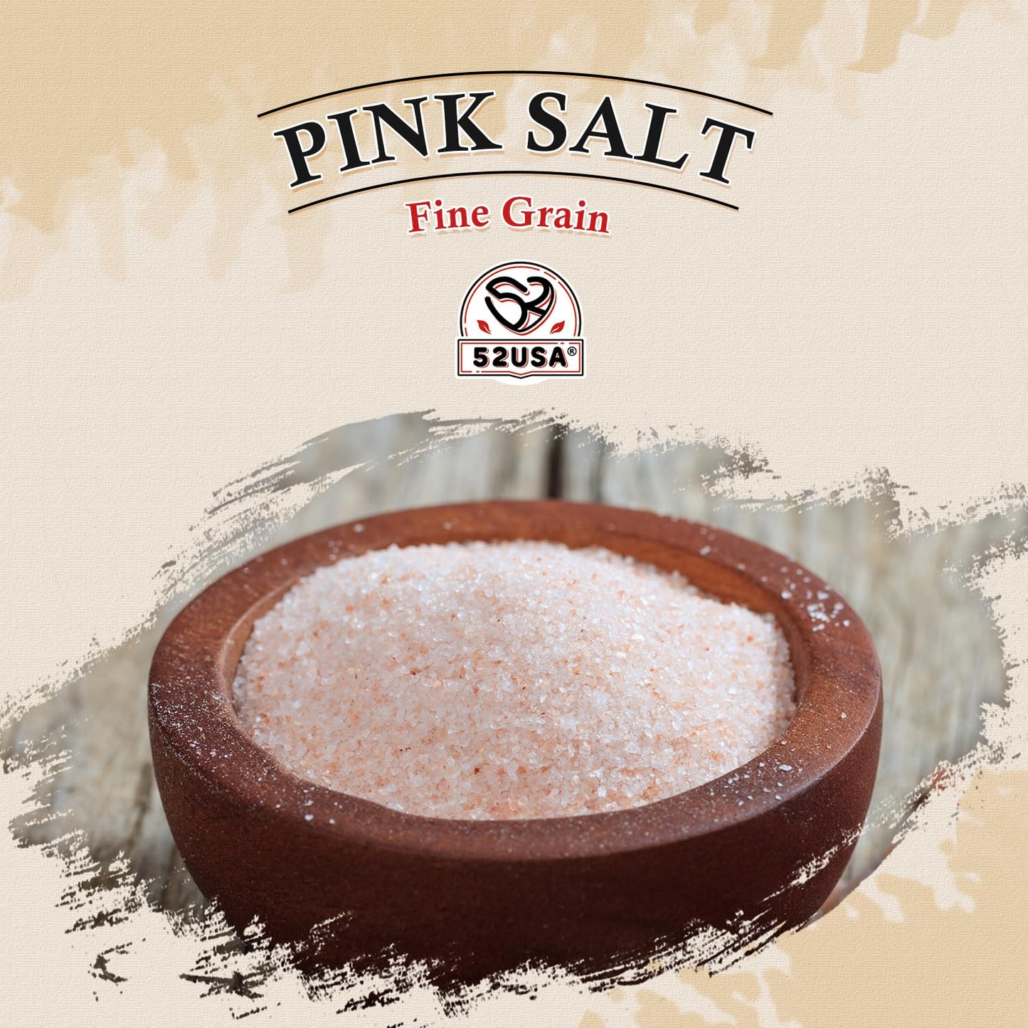 52USA Himalayan Pink Salt Fine Grain, 1 lb Resealable Bag, Pure Pink Table Salt, Natural Mineral Salt, Kosher, No Artificial Colors, No Additives, No Gluten, for Cooking, Baking, Seasoning & Daily Use