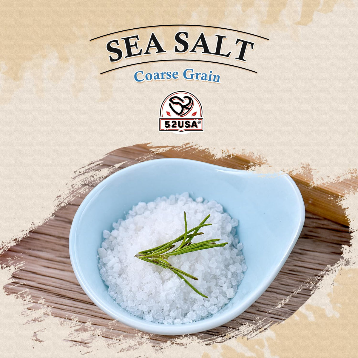 52USA Sea Salt, 2lb - 32oz (1 Pack), Coarse Grain, Salt Grinder Refill Perfect Coarse Sea Salt For Cooking, All Natural Sea Salt