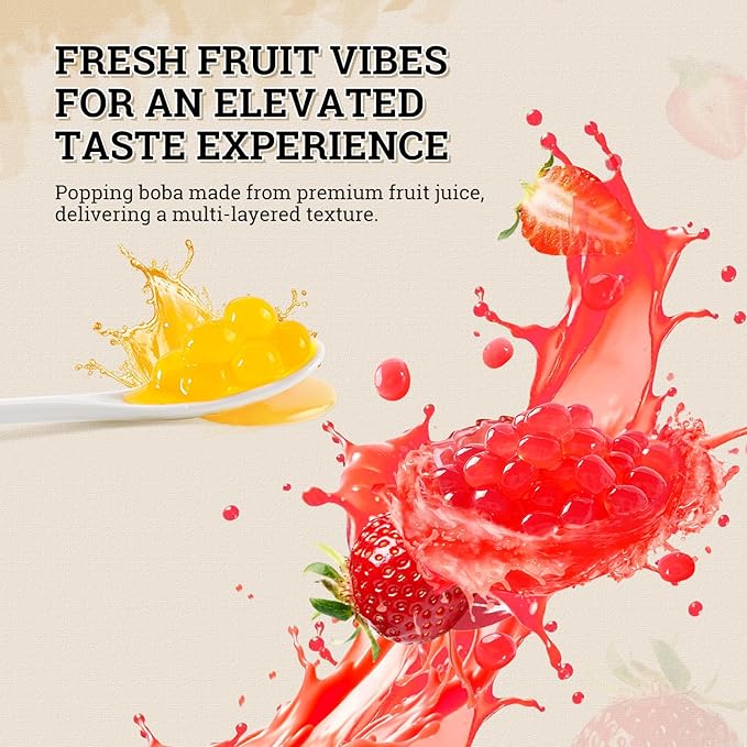 52USA Strawberry, Mango, Blueberry Popping Boba Pearls (3 Pack), Perfect for Bubble Tea, Boba Kit, Smoothies, Ice Cream, Desserts, Beverages 3.3 lb