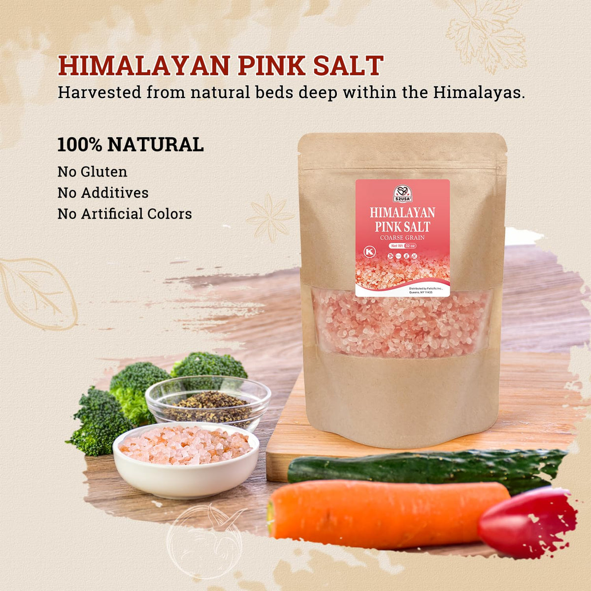52USA Whole Black Peppercorns 12 Oz + Himalayan Pink Salt 2 LB Coarse Grain Salt and Pepper Grinder, Black Peppercorn Refil, Pink Himalayan Sea Salt, 2 Piece Set