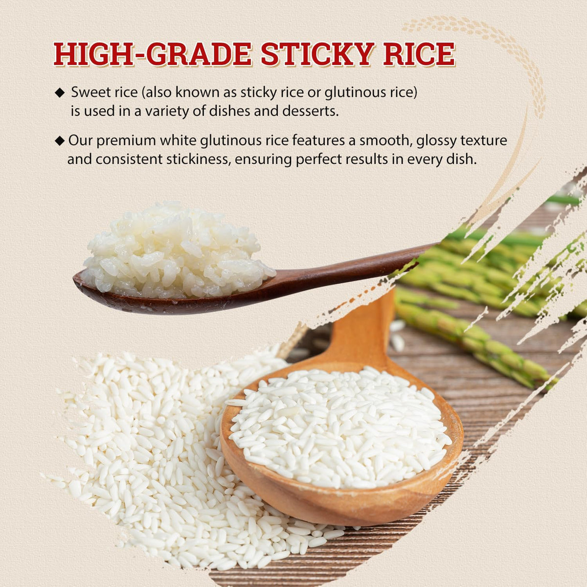52USA Sweet Sticky Rice 2 Pound (32 Ounce), Premium Glutinous Rice Gluten-Free, Vegan, All Natural, White Rice, Rich in Fibers and Minerals, 907g (Pack of 1)