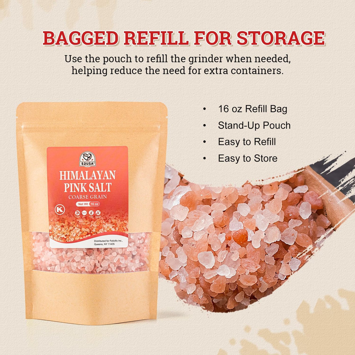 52USA Natural Coarse Pink Salt 380G & Himalayan Pink Coarse Salt 1LB, Unrefined Pure Himalayan Salt for Kitchen Cooking, Baking, Grilling & Seasoning
