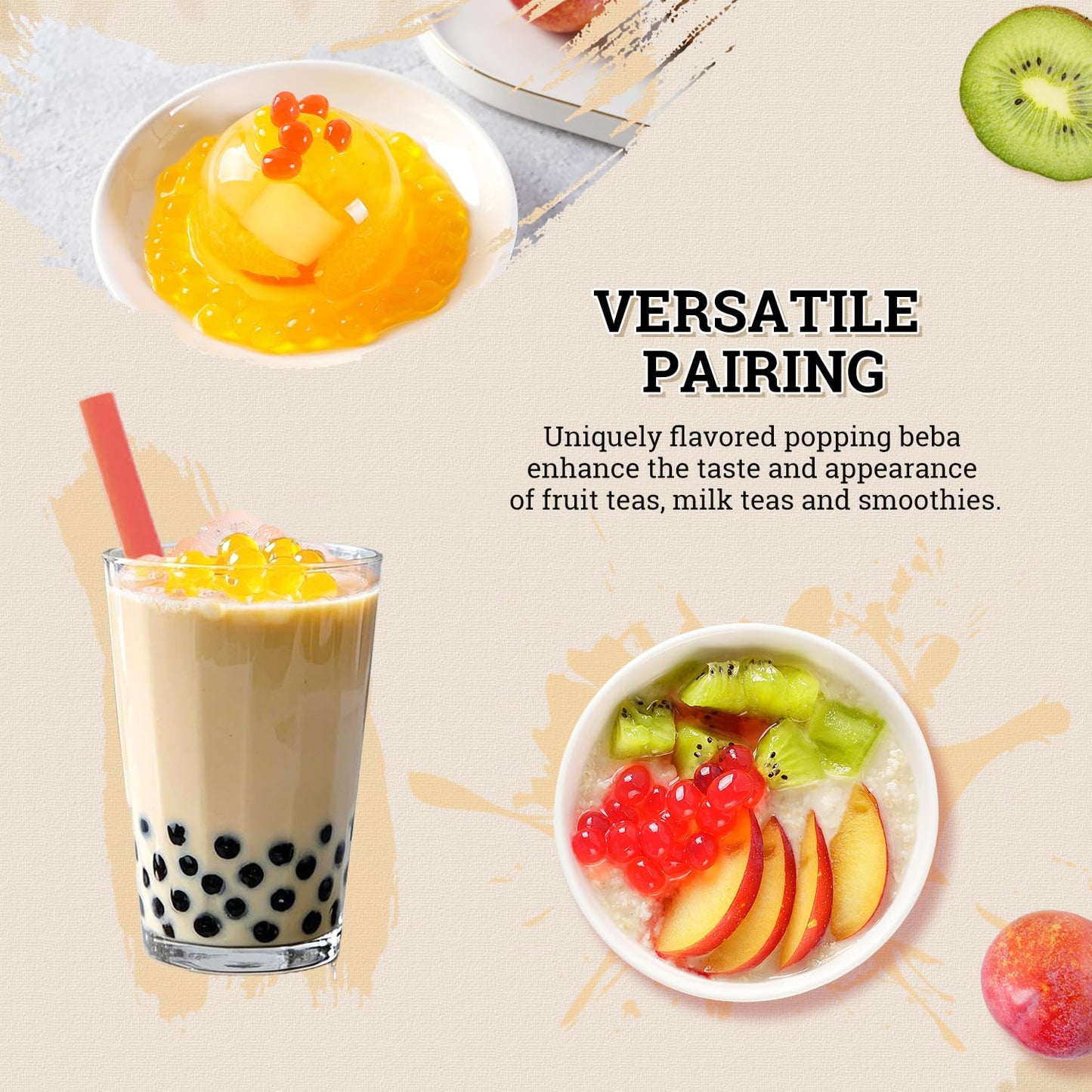 52USA Strawberry, Mango, Passion Fruit Popping Boba Pearls, Perfect for Bubble Tea, Smoothies, Ice Cream, Desserts, and Beverages 3.3 lb (1.1 lb X 3)