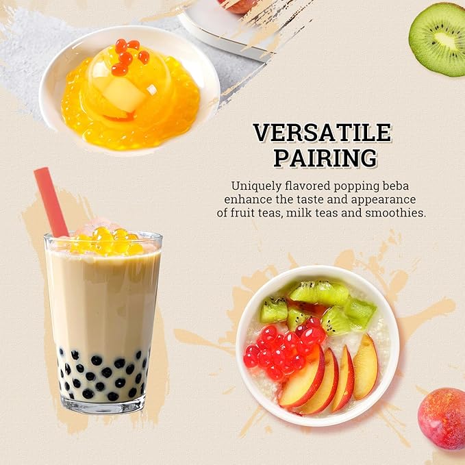 52USA Strawberry, Mango, Blueberry Popping Boba Pearls (3 Pack), Perfect for Bubble Tea, Boba Kit, Smoothies, Ice Cream, Desserts, Beverages 3.3 lb