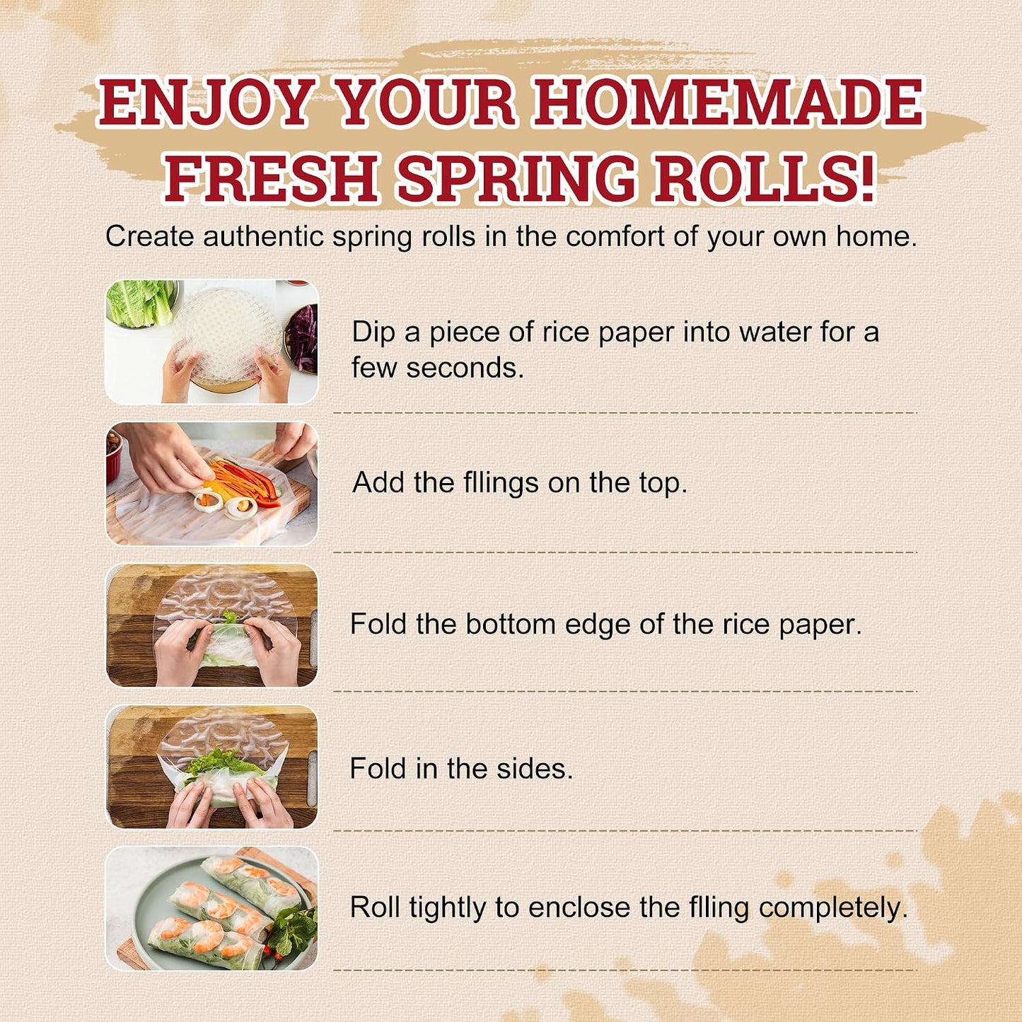 52USA Rice Paper, 3 Pack 102 Sheets, Spring Roll Wrappers & Dumpling Gluten Free, Wonton Wrappers, Vegan, Low Carb, Vietnamese Rice Wraps (Round, 22cm)