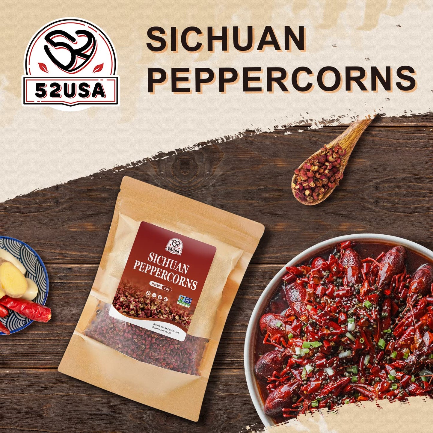52USA Sichuan Peppercorn, Szechuan Peppercorns(4OZ), Authentic Szechuan Red Peppercorn, Less Seeds, Strong Flavor, Whole Sichuan Red Peppercorns, Tingly Numbness, Key for Mapo Tofu and Sichuan Dishes