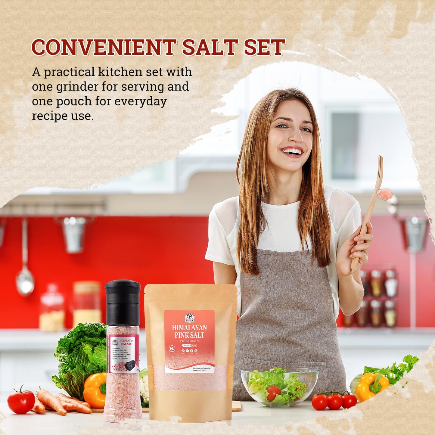 52USA Coarse Grain Pink Salt 380G + Pink Himalayan Fine Salt 1LB Bag, Natural Unrefined Himalayan Pink Salt Combo for Cooking, Baking, Grilling & Daily Seasoning