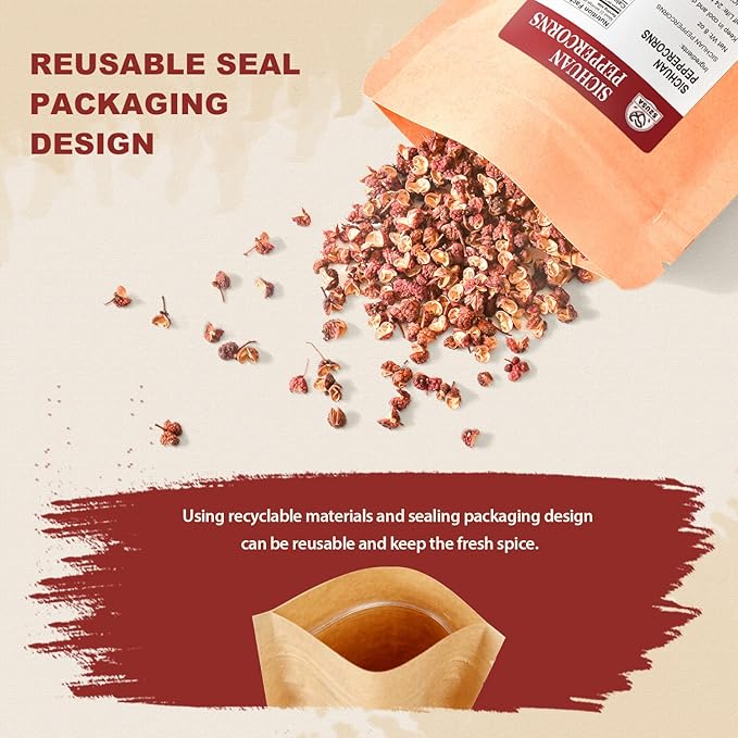 52USA Szechuan Peppercorns, Authentic Sichuan Peppercorns 8OZ, Mala Pepper