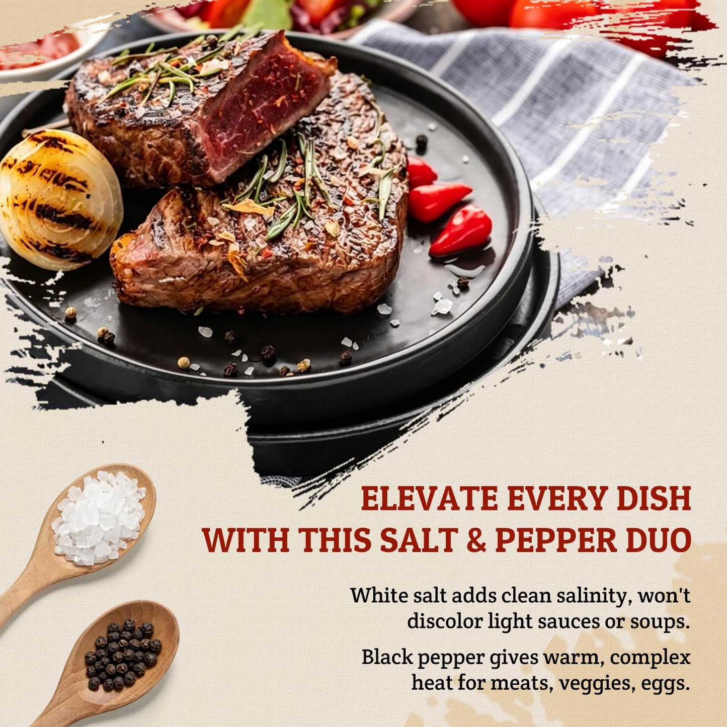 52USA Black Peppercorns 12 oz and Coarse Sea Salt 1 lbs, Salt and Pepper for Grinder Refill, Whole Peppercorns