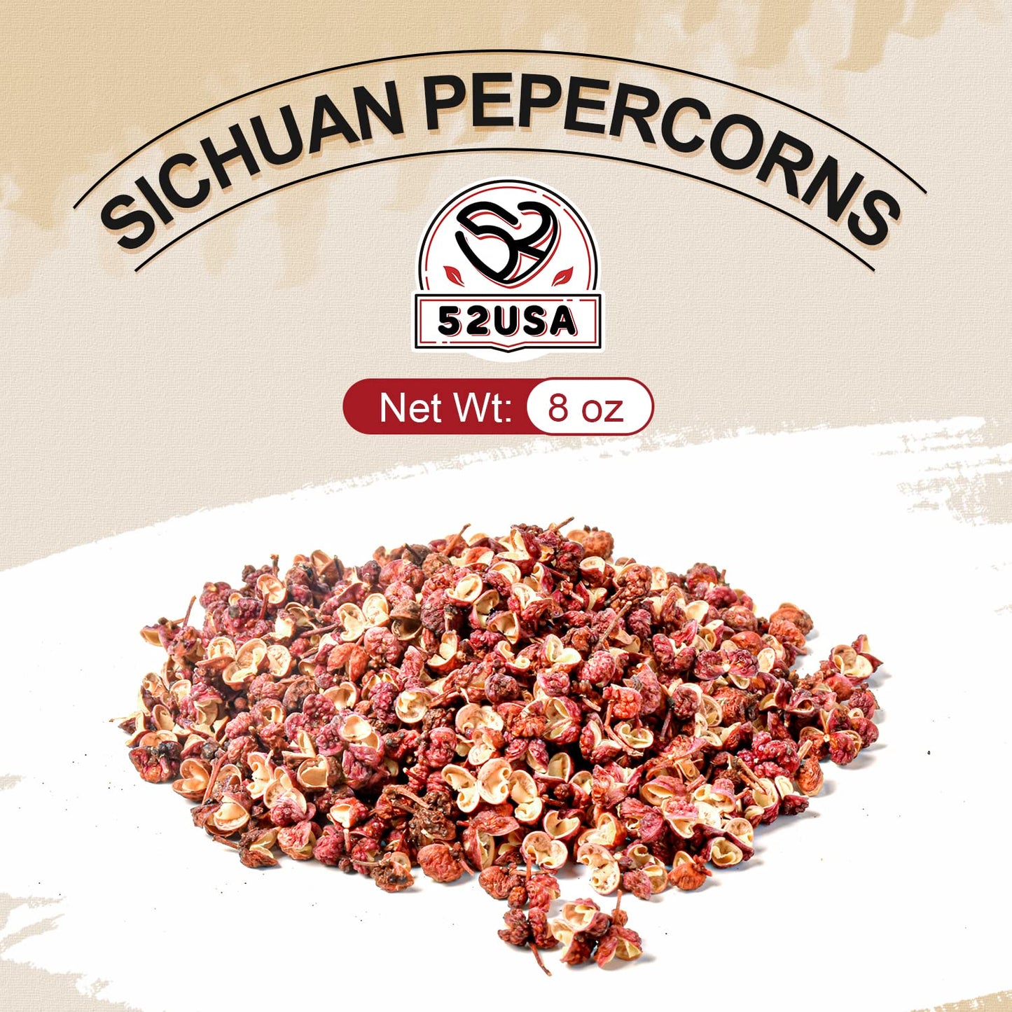 52USA Szechuan Peppercorns, Authentic Sichuan Peppercorns 8OZ, Mala Pepper, Unique Numbing, Essential for Mapo Tofu, Kung Pao Chicken, Asine Cusine, Sichuan Red Peppercorn, Whole Chinese Peppercorn