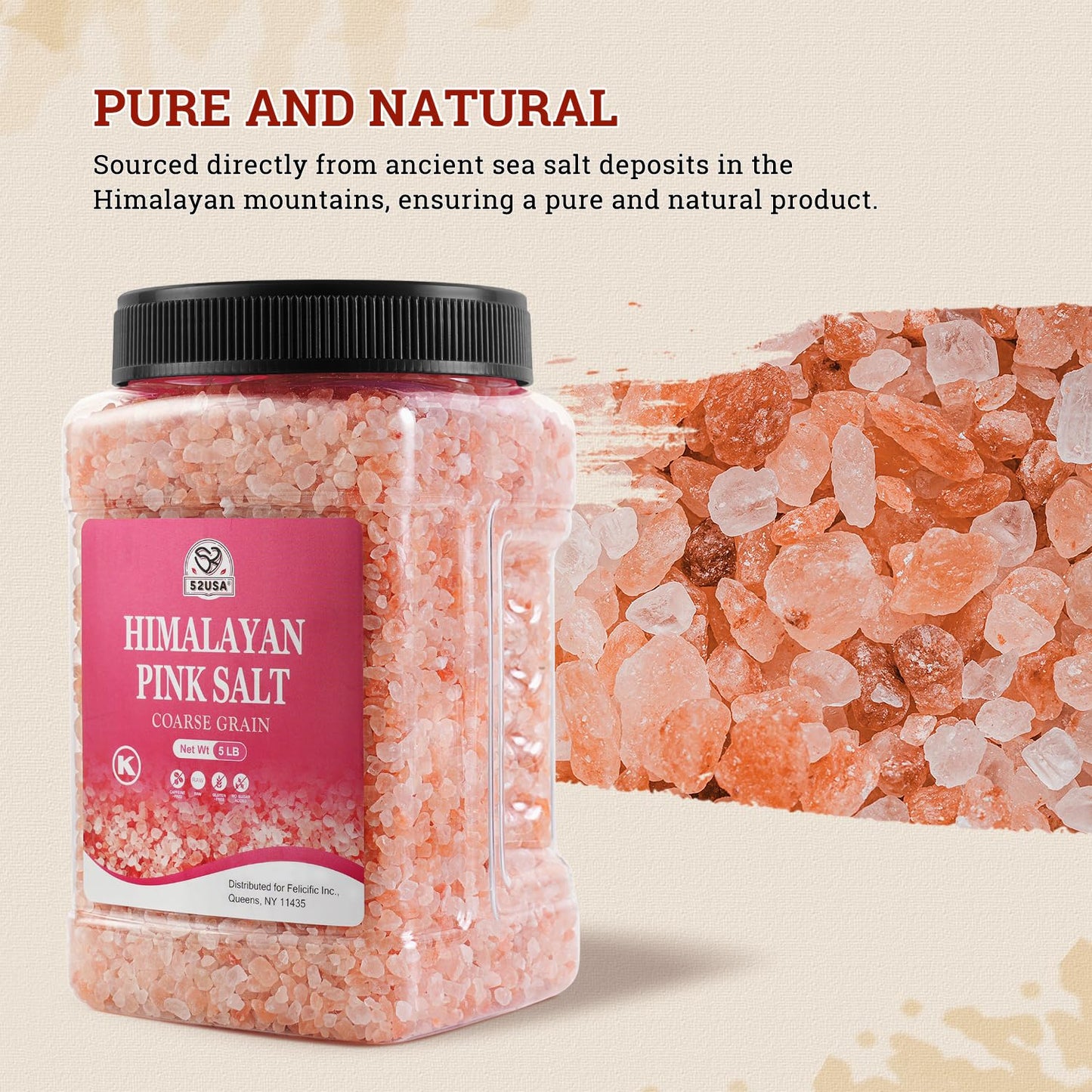 52USA Himalayan Pink Salt Coarse, 80oz (5 Pound)*2 Pack, Pink Himalayan Sea Salt, Pink Salt Coarse for Grinder, 100% Real, Pure, Unrefined Kosher Salt, Rock Salts, Total 160oz