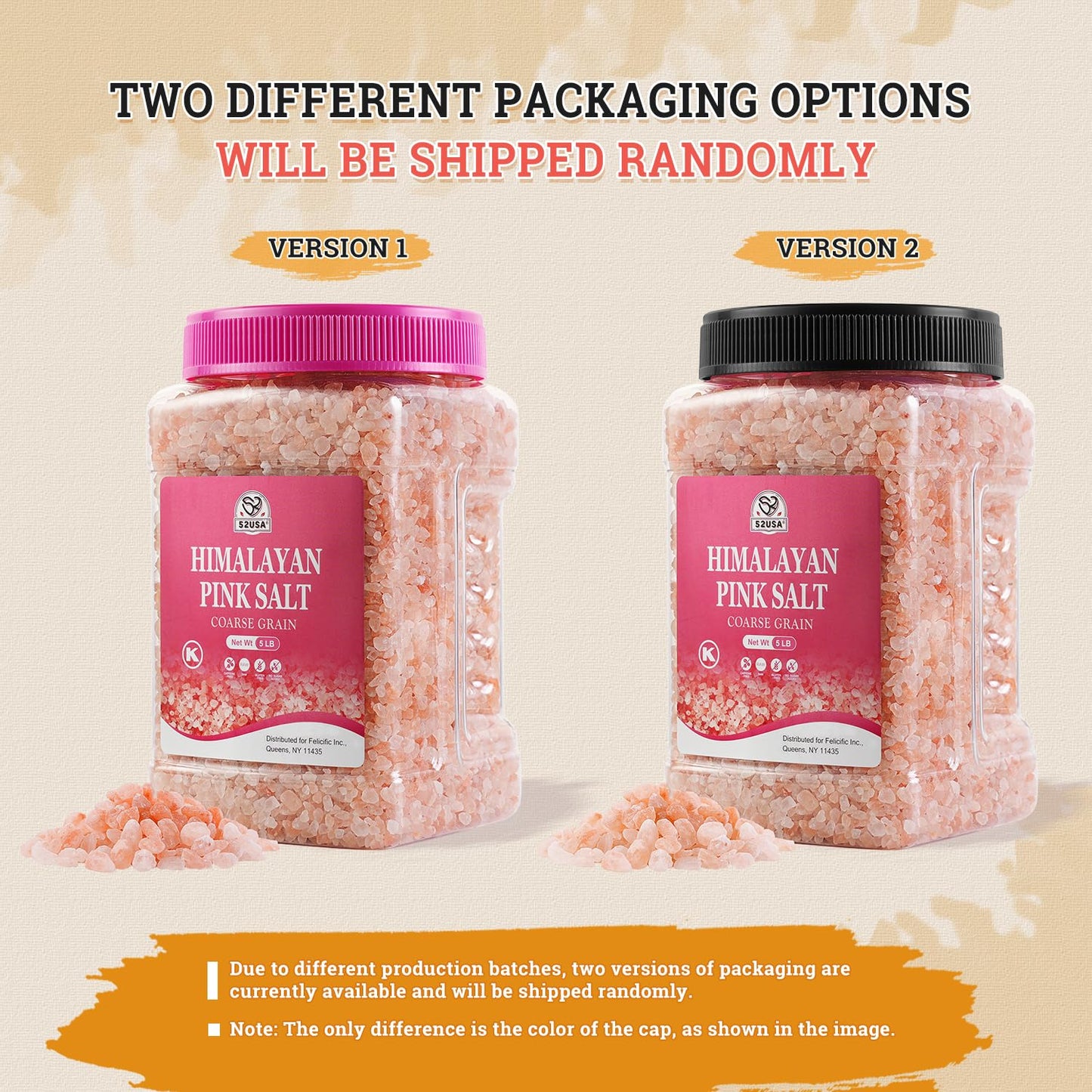 52USA Himalayan Pink Salt Coarse & Fine Combo, 2-Pack (80oz Each), Natural Unrefined Pink Salt, Non-GMO, Kosher Certified, for Grinder & Cooking, Rich in Minerals