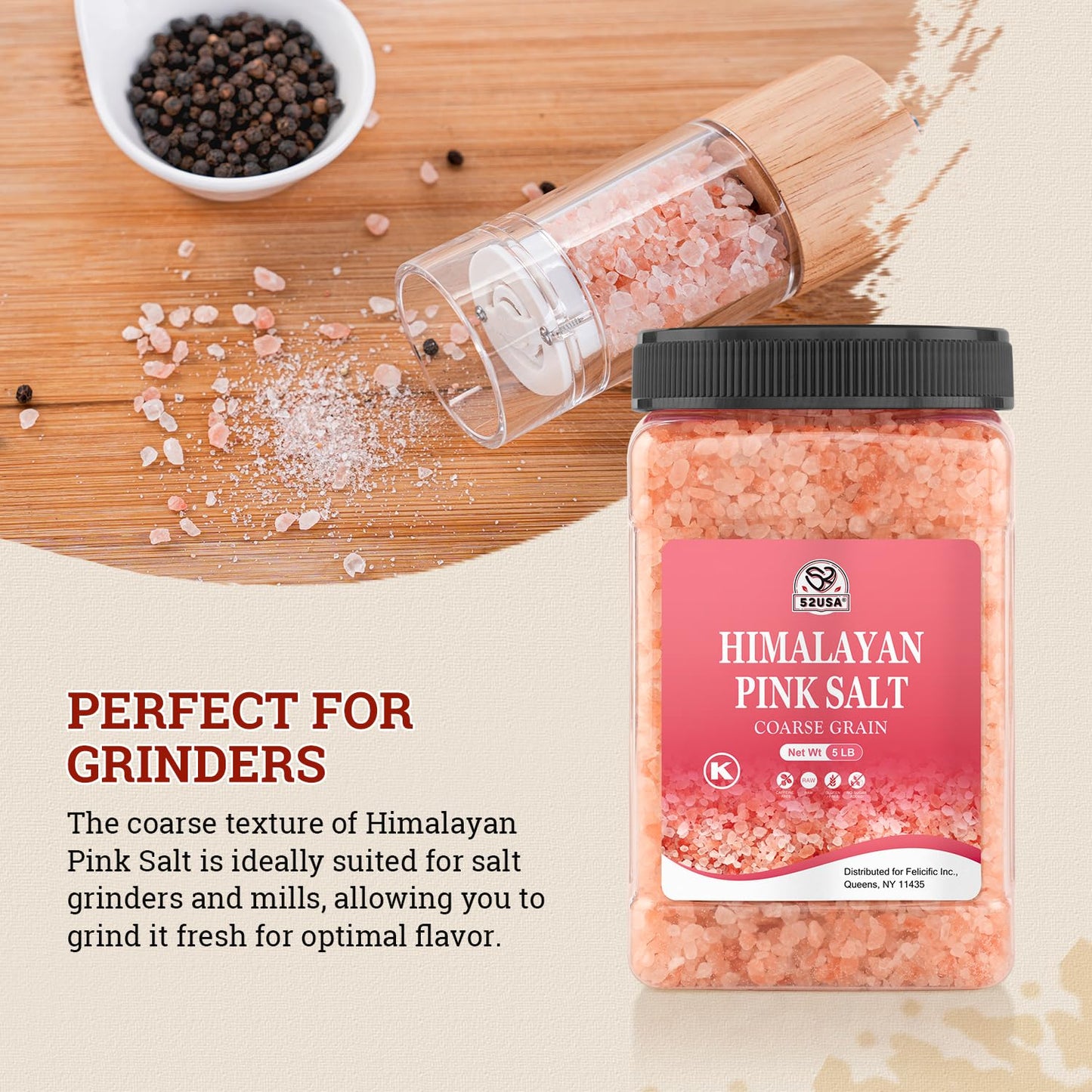 52USA Himalayan Pink Salt Coarse, 80oz (5 Pound)*2 Pack, Pink Himalayan Sea Salt, Pink Salt Coarse for Grinder, 100% Real, Pure, Unrefined Kosher Salt, Rock Salts, Total 160oz