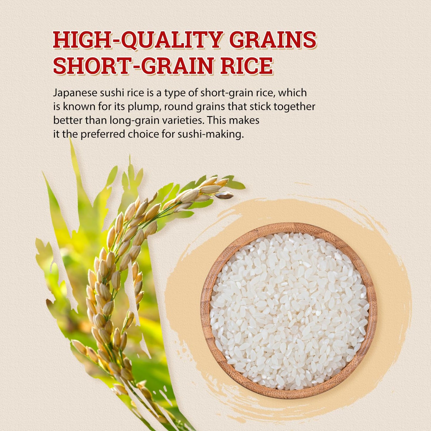 52USA Sushi Rice 2 Pound (Pack of 3), Premium Short Grain Rice | Gluten-Free, Vegan, White Sticky Rice for Sushi and Japanese Food, 96 Ounce (2721g)