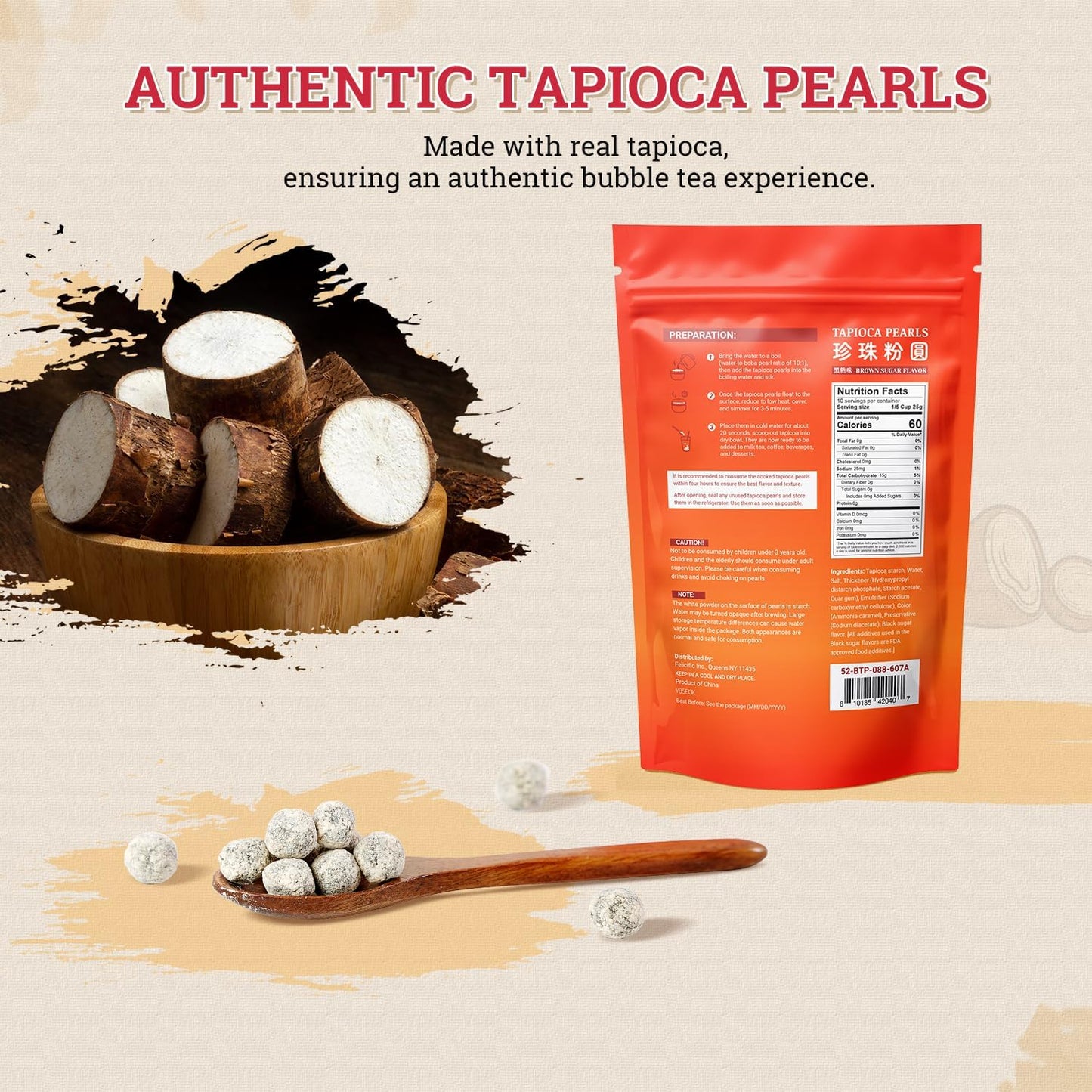 52USA Boba Tapioca Pearl, Black Sugar Flavor, Fresh Bubble Tea Pearl, 8.8 Oz (Pack of 2) – Ready in 5 Minutes, Soft & Chewy Black Tapioca Pearls for Milk Tea, Coffee, Smoothies & Desserts