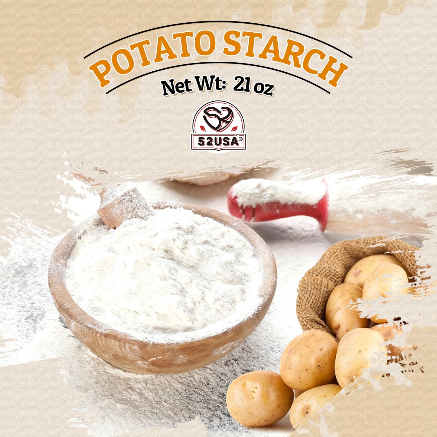 52USA Potato Starch 21 Oz, Gluten Free Vegan Resistant Starch Thickener | Unmodified Potato Starch Powder, Ideal Thickener for Sauces, Stews, Soups, Baking & Gravies