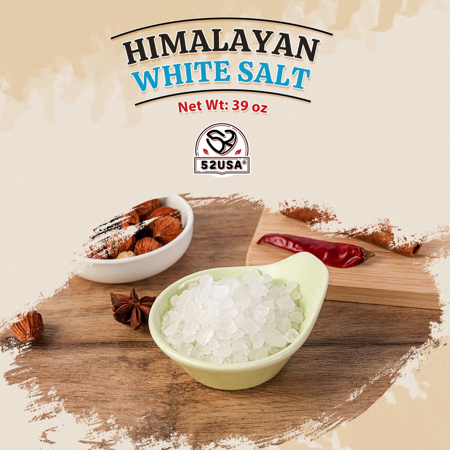 52USA Himalayan White Salt Coarse, 39oz