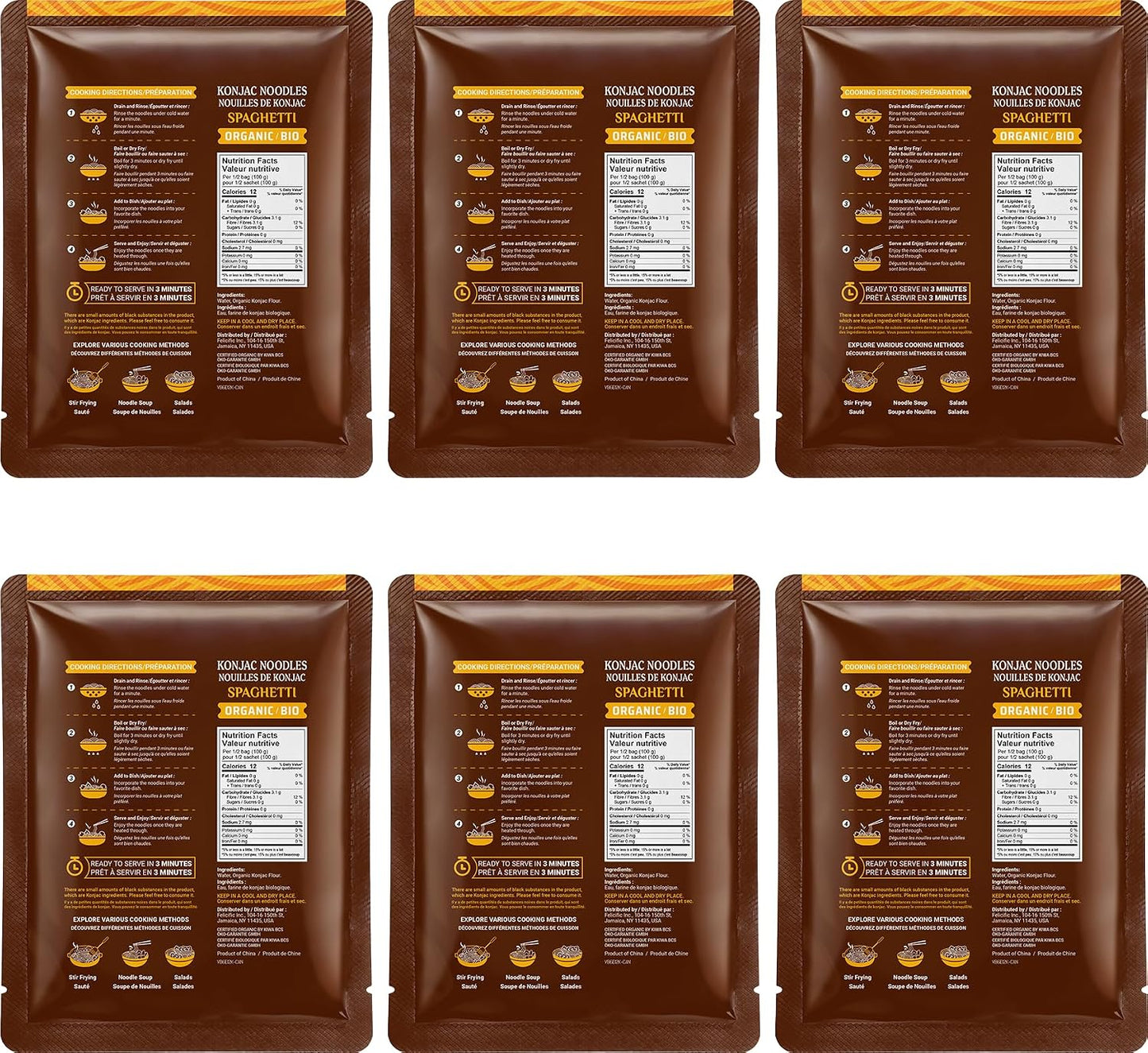 52USA Organic Konjac Spaghetti Noodle, 6-Pack (52.8 oz Total) – USDA Organic Shirataki Pasta, Low Carb, Keto Friendly, Vegan, Sugar-Free, Gluten-Free, Ready to Eat, High Fiber Noodles