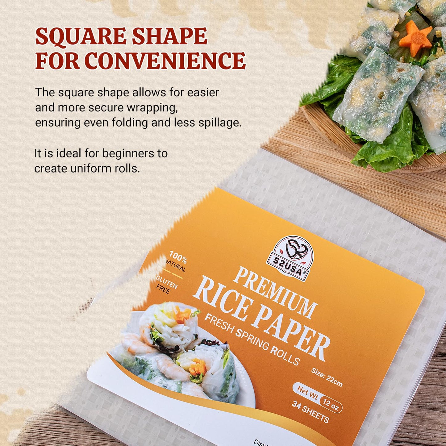 52USA Square Rice Paper