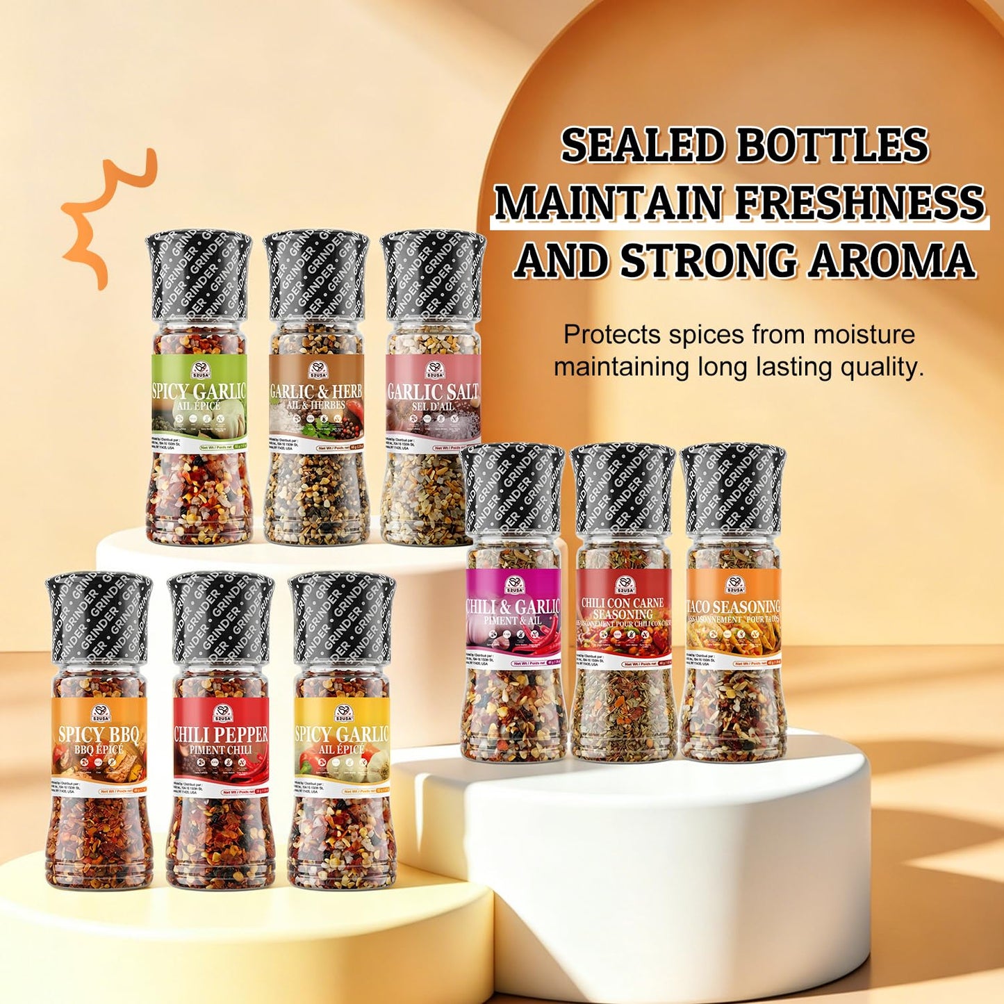 52USA Vivamexico Seasoning Set of 9, Authentic Mexican Spice Blends for Cooking, Grilling, Tacos, Fajitas & Everyday Meals