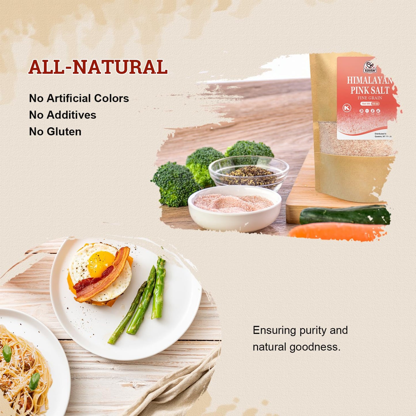52USA Himalayan Pink Salt Fine Grain, 1 lb Resealable Bag, Pure Pink Table Salt, Natural Mineral Salt, Kosher, No Artificial Colors, No Additives, No Gluten, for Cooking, Baking, Seasoning & Daily Use