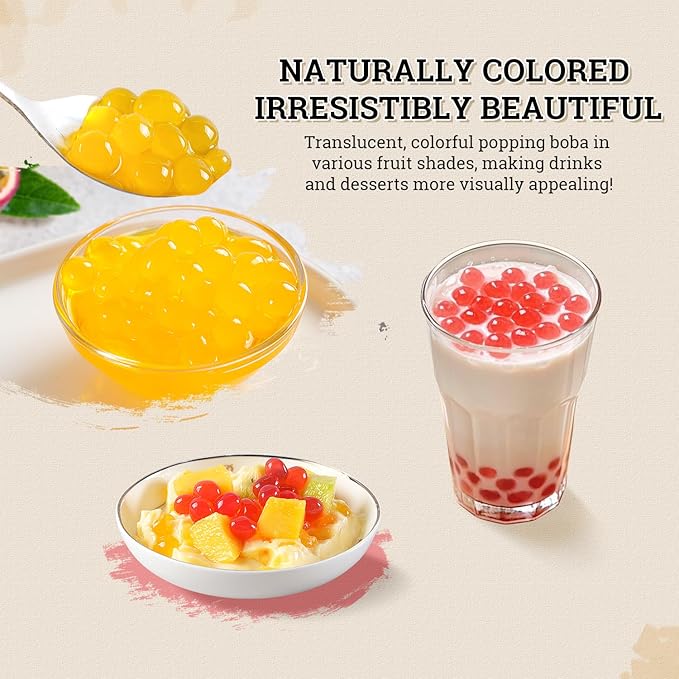 52USA Strawberry, Mango, Blueberry Popping Boba Pearls (3 Pack), Perfect for Bubble Tea, Boba Kit, Smoothies, Ice Cream, Desserts, Beverages 3.3 lb