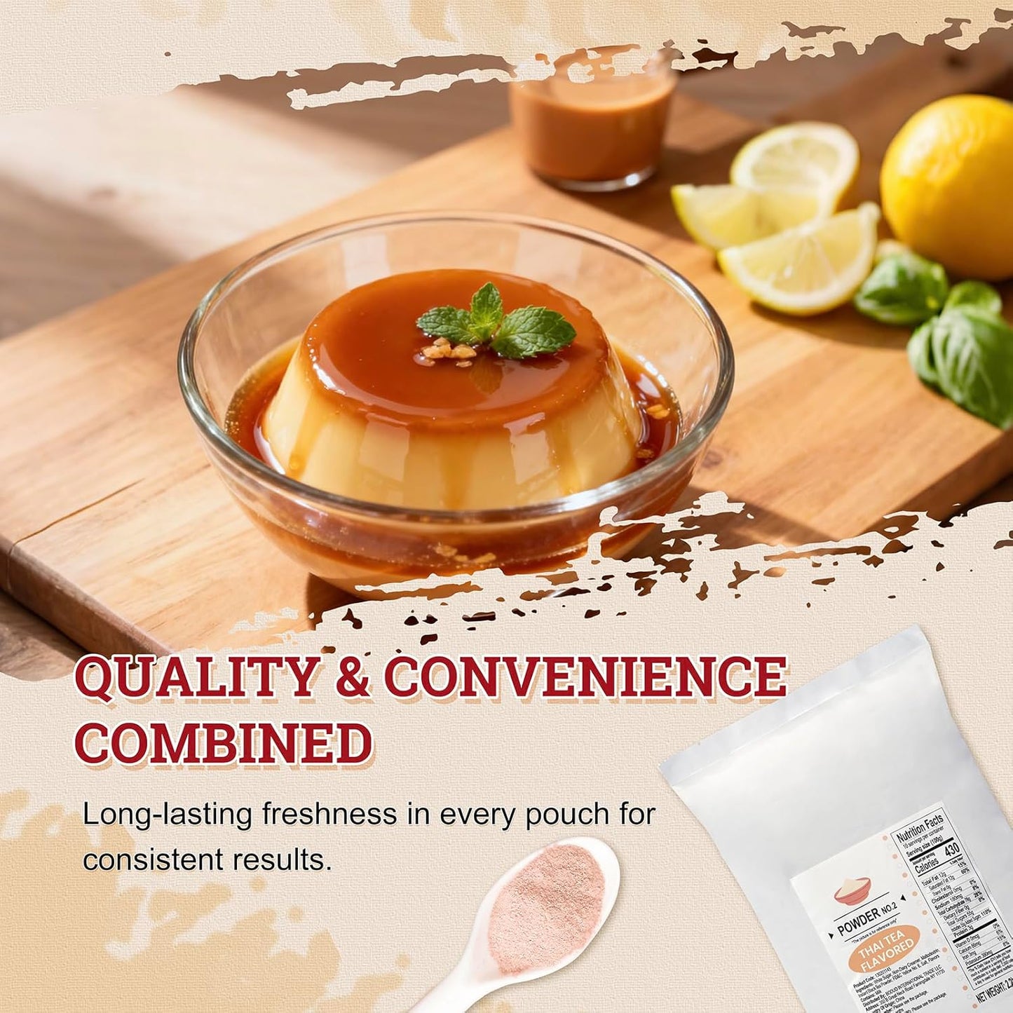 52USA Thai Tea Flavored Powdered Drink Mix, Thai Tee Mix 2.2 lbs, Instant Milk Tea Mix with Creamer & Sugar, Easy to Prepare for Boba, Desserts & More