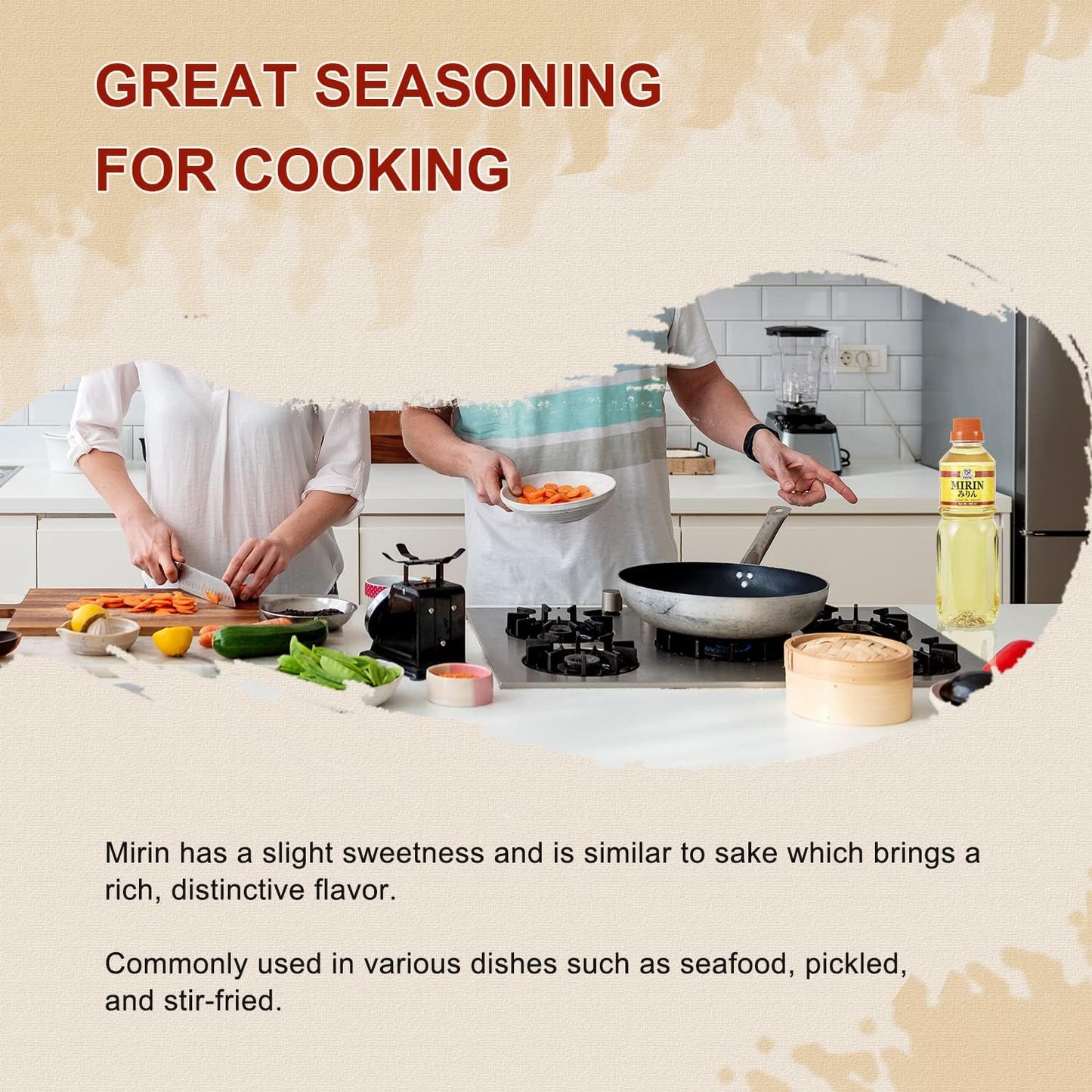 52USA Mirin, Japanese Mirin Cooking Wine, 16.9 FL OZ (Pack of 1), Red Rice Cooking Wine & Seasoning Homemade Sauces, Marinades, Glazes, Salad Dressings, Sushi Rice, Ramen Noodles, Less Sugar and Less Calories, Made with Natural Sugar